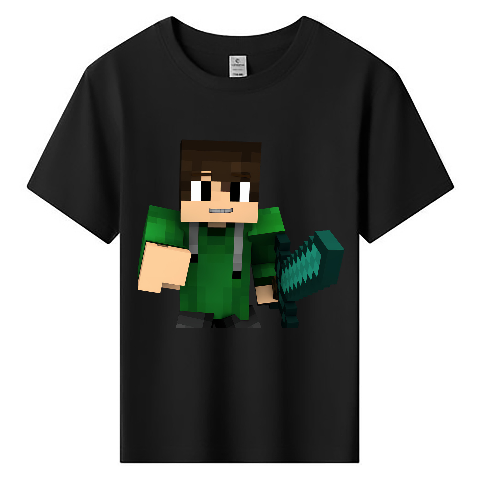 （画像用） マインクラフト ブロックの世界 Minecraft MC Block world 綿100％キッズTシャツ（フロントプリント）