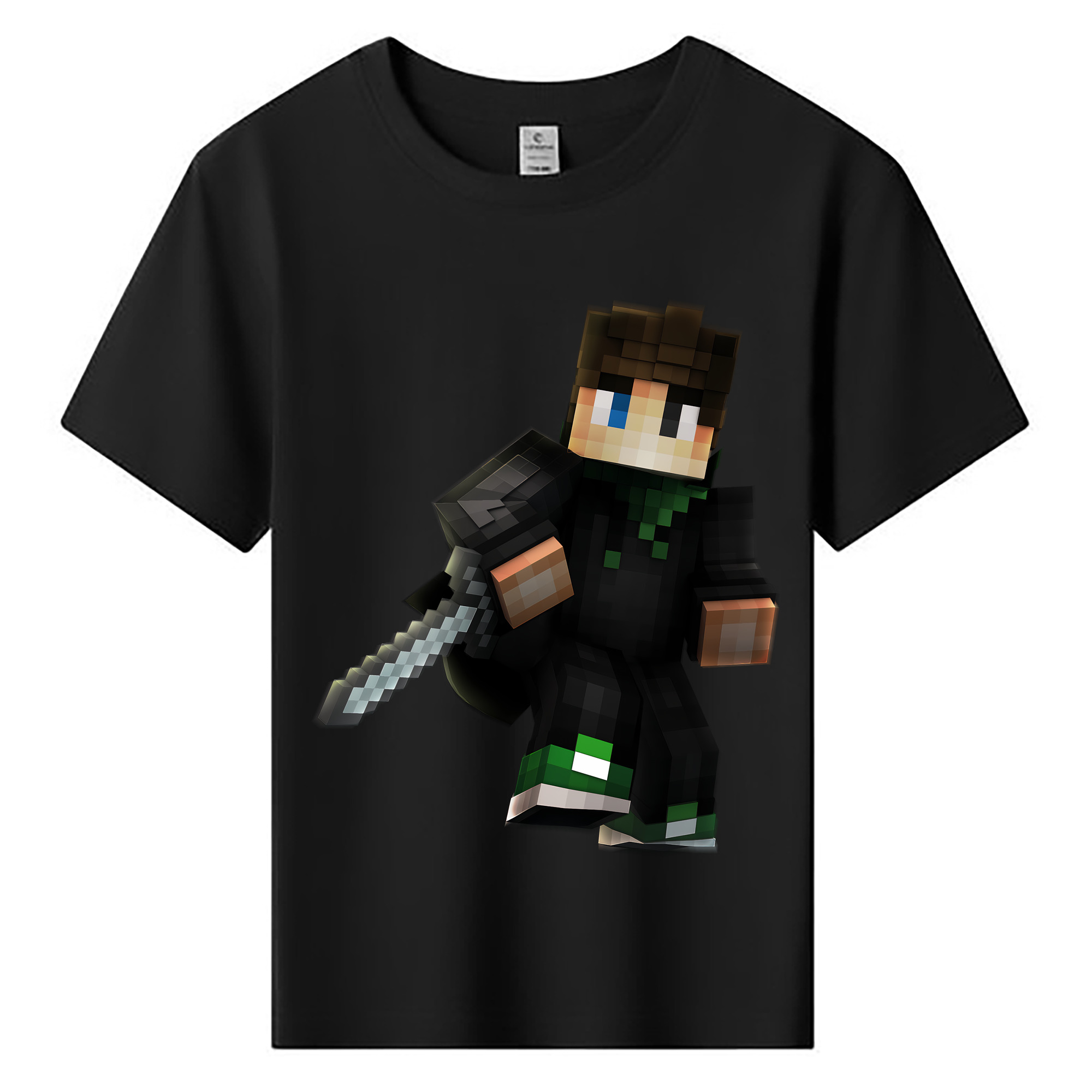 （画像用） マインクラフト ブロックの世界 Minecraft MC Block world 綿100％キッズTシャツ（フロントプリント）