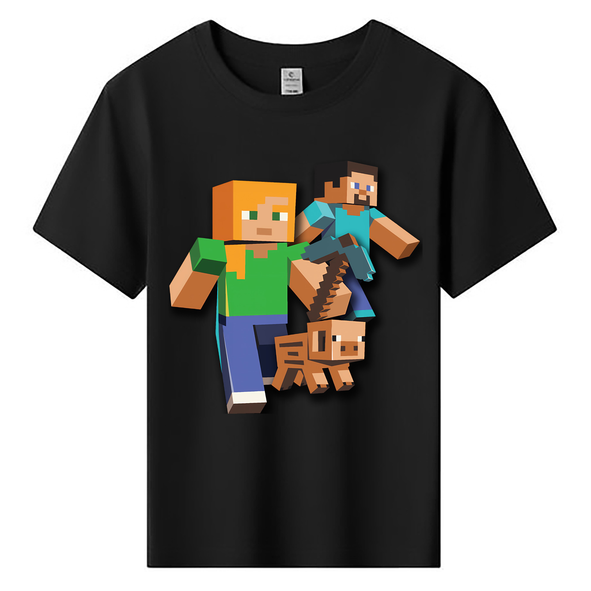 （画像用） マインクラフト ブロックの世界 Minecraft MC Block world 綿100％キッズTシャツ（フロントプリント）