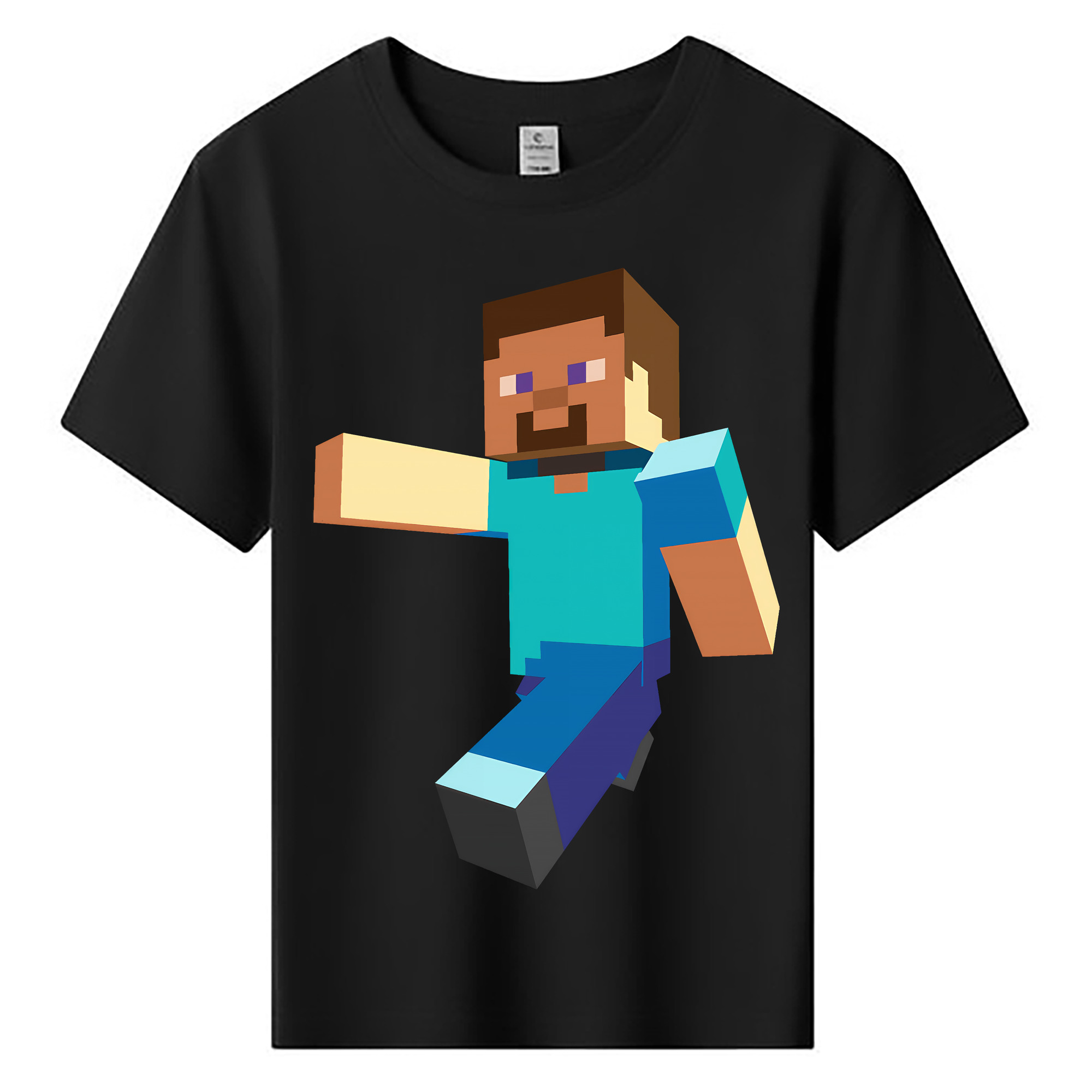 （画像用） マインクラフト ブロックの世界 Minecraft MC Block world 綿100％キッズTシャツ（フロントプリント）