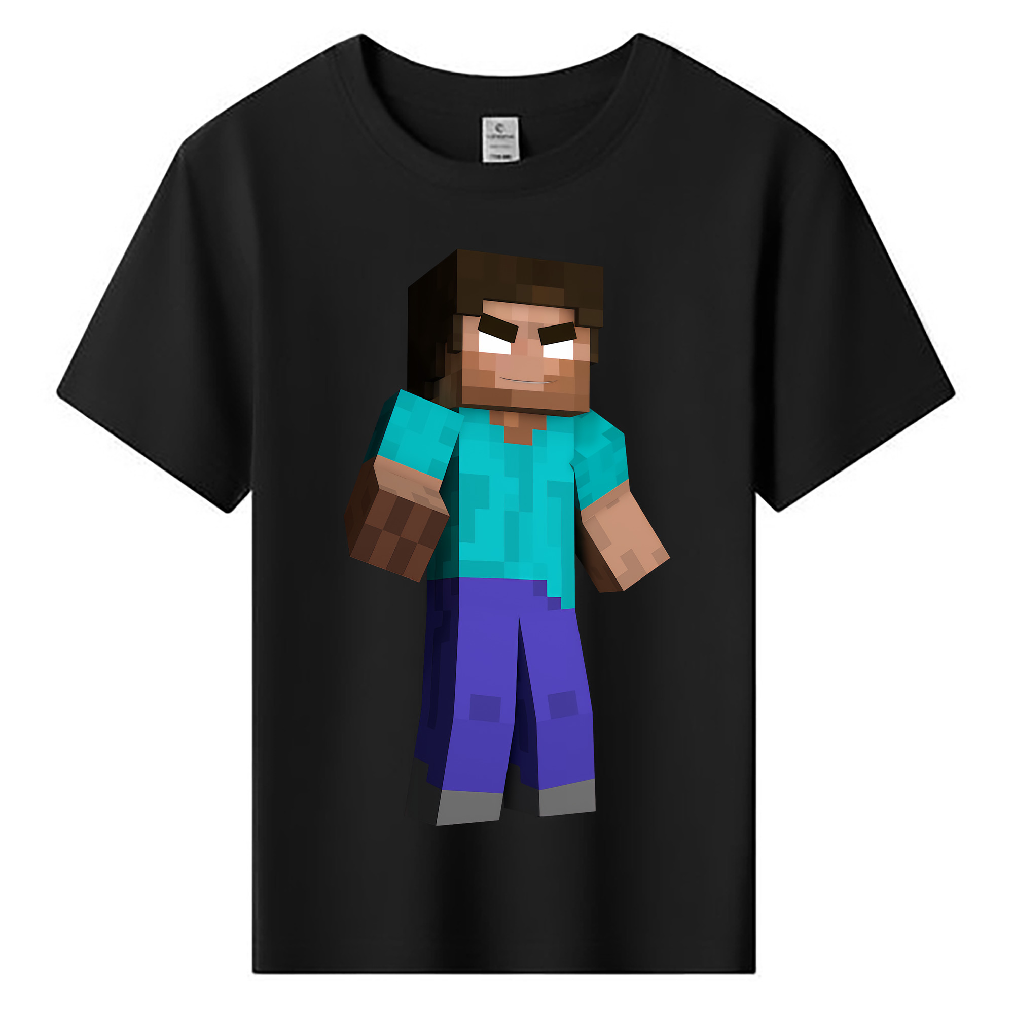 （画像用） マインクラフト ブロックの世界 Minecraft MC Block world 綿100％キッズTシャツ（フロントプリント）