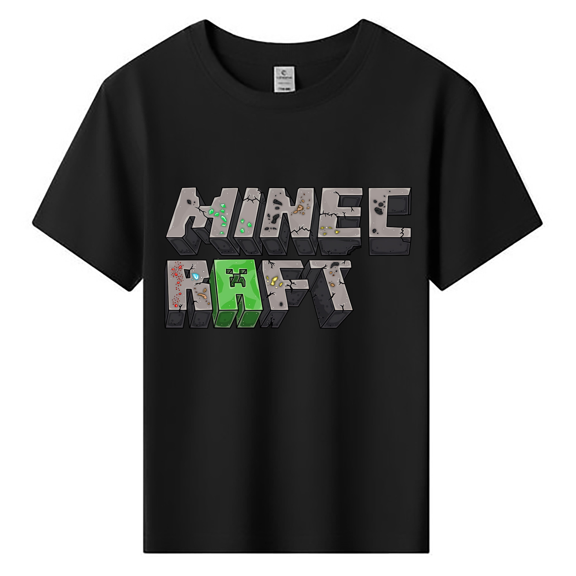 （画像用） マインクラフト ブロックの世界 Minecraft MC Block world 綿100％キッズTシャツ（フロントプリント）