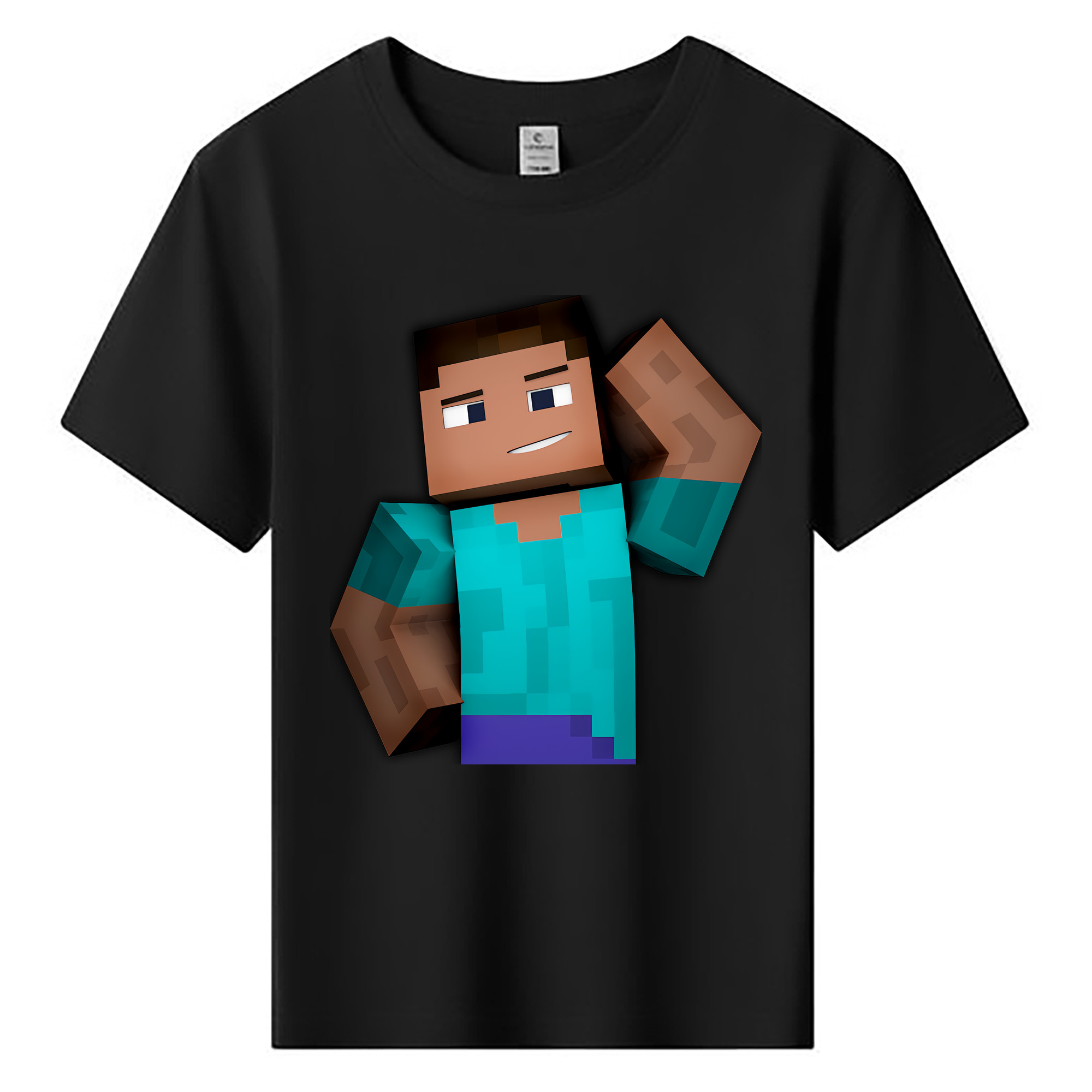 （画像用） マインクラフト ブロックの世界 Minecraft MC Block world 綿100％キッズTシャツ（フロントプリント）