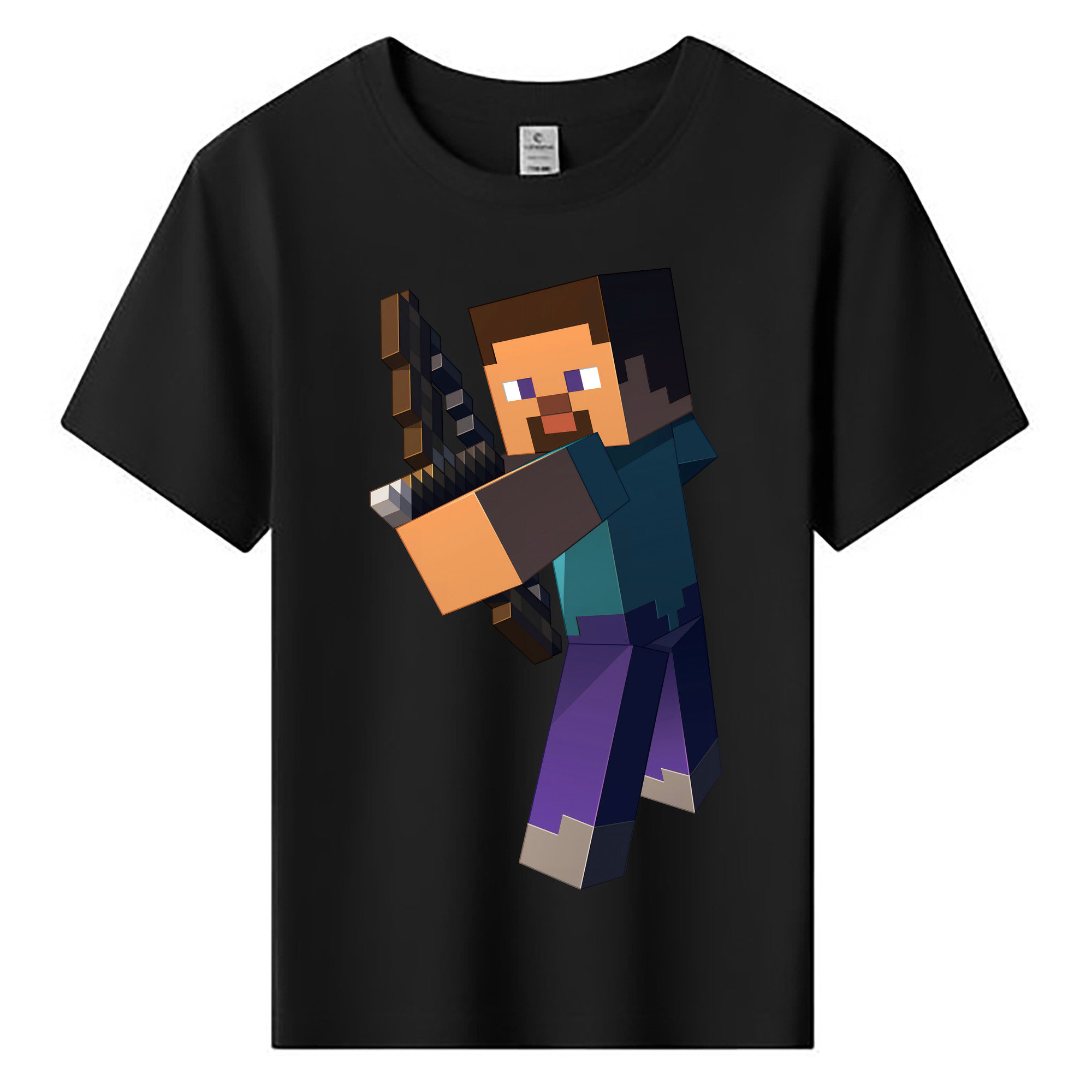 （画像用） マインクラフト ブロックの世界 Minecraft MC Block world 綿100％キッズTシャツ（フロントプリント）