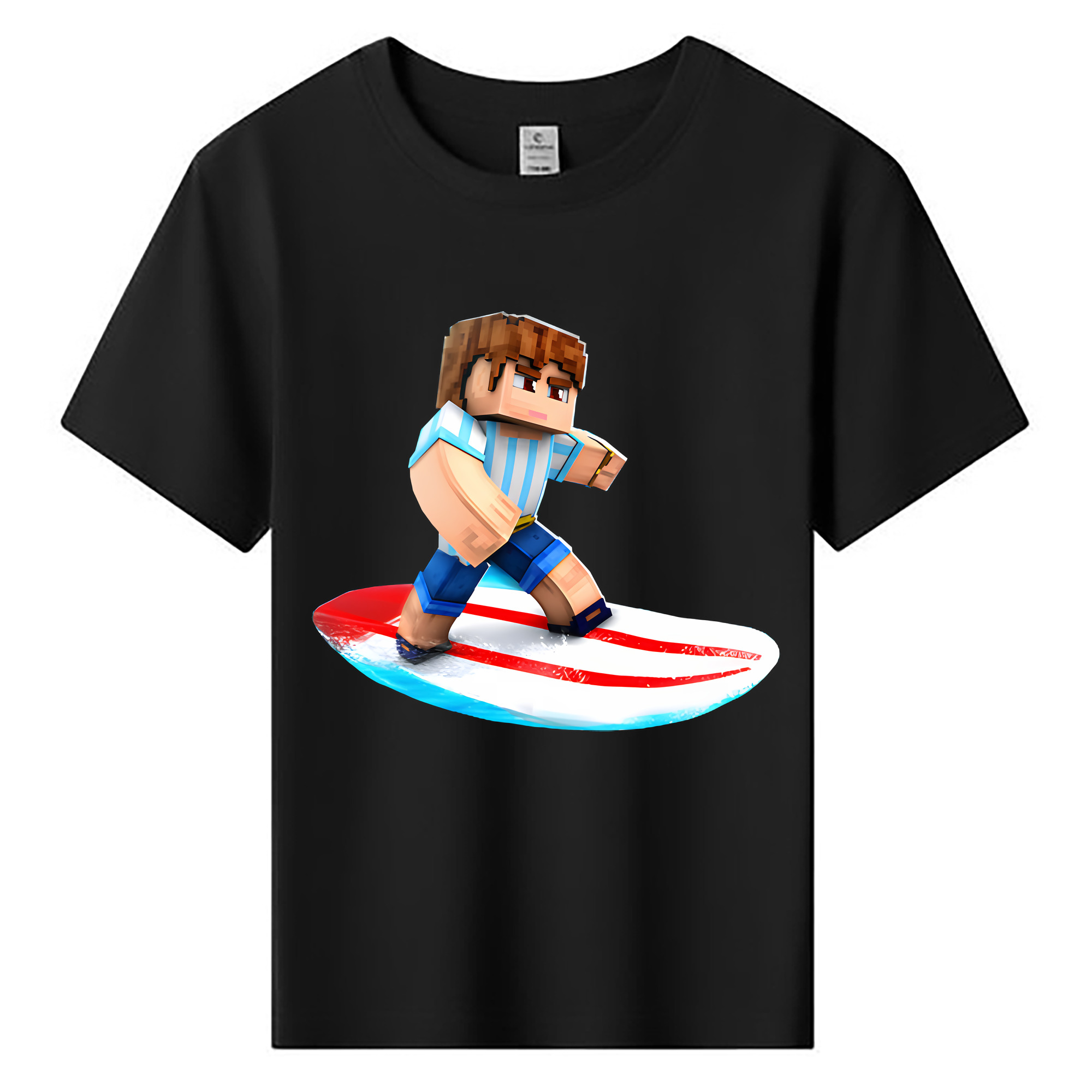 （画像用） マインクラフト ブロックの世界 Minecraft MC Block world 綿100％キッズTシャツ（フロントプリント）
