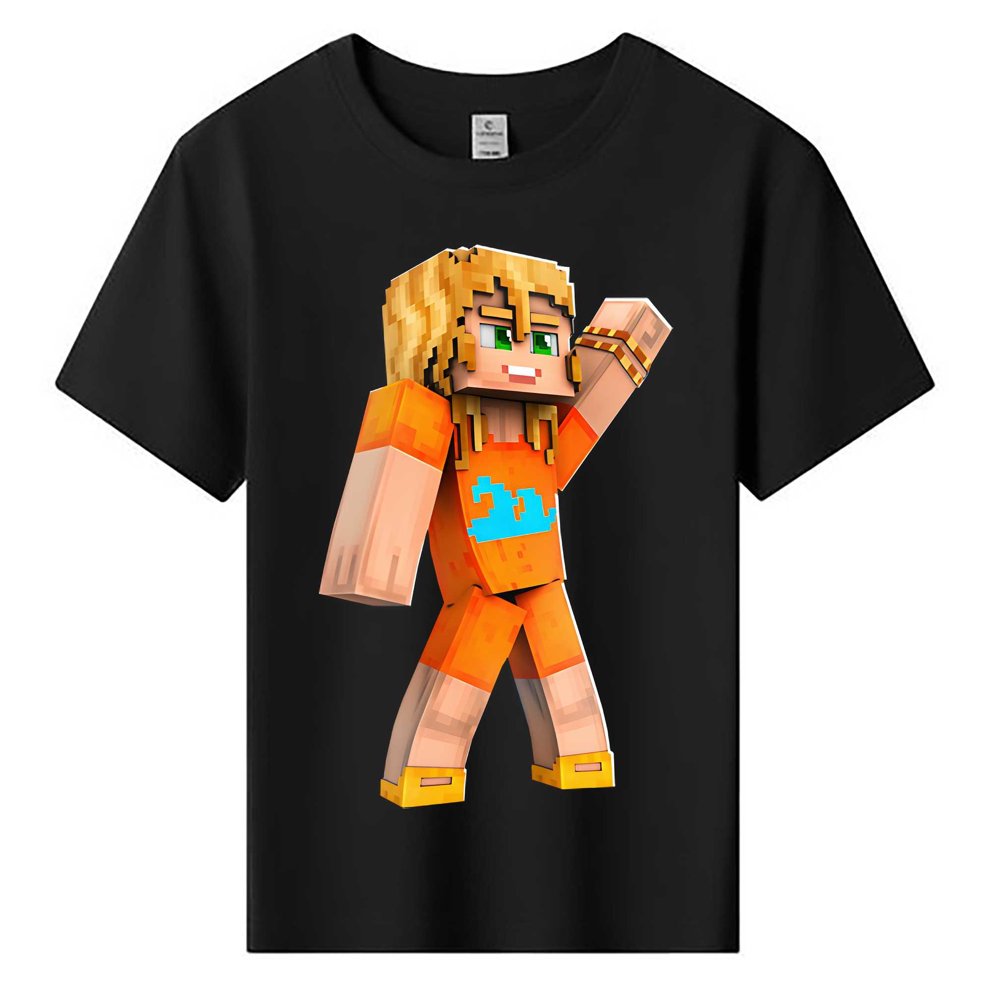（画像用） マインクラフト ブロックの世界 Minecraft MC Block world 綿100％キッズTシャツ（フロントプリント）