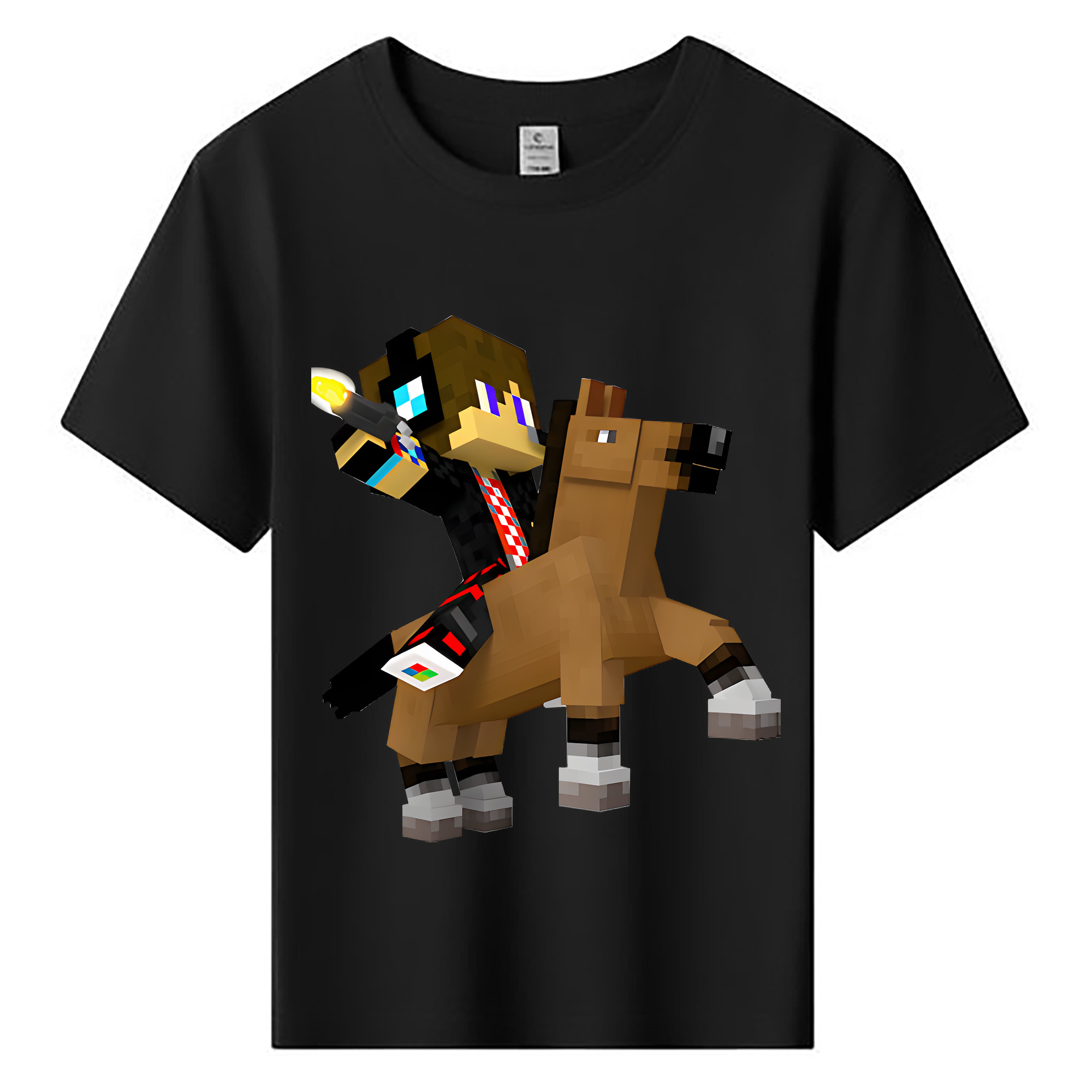 （画像用） マインクラフト ブロックの世界 Minecraft MC Block world 綿100％キッズTシャツ（フロントプリント）