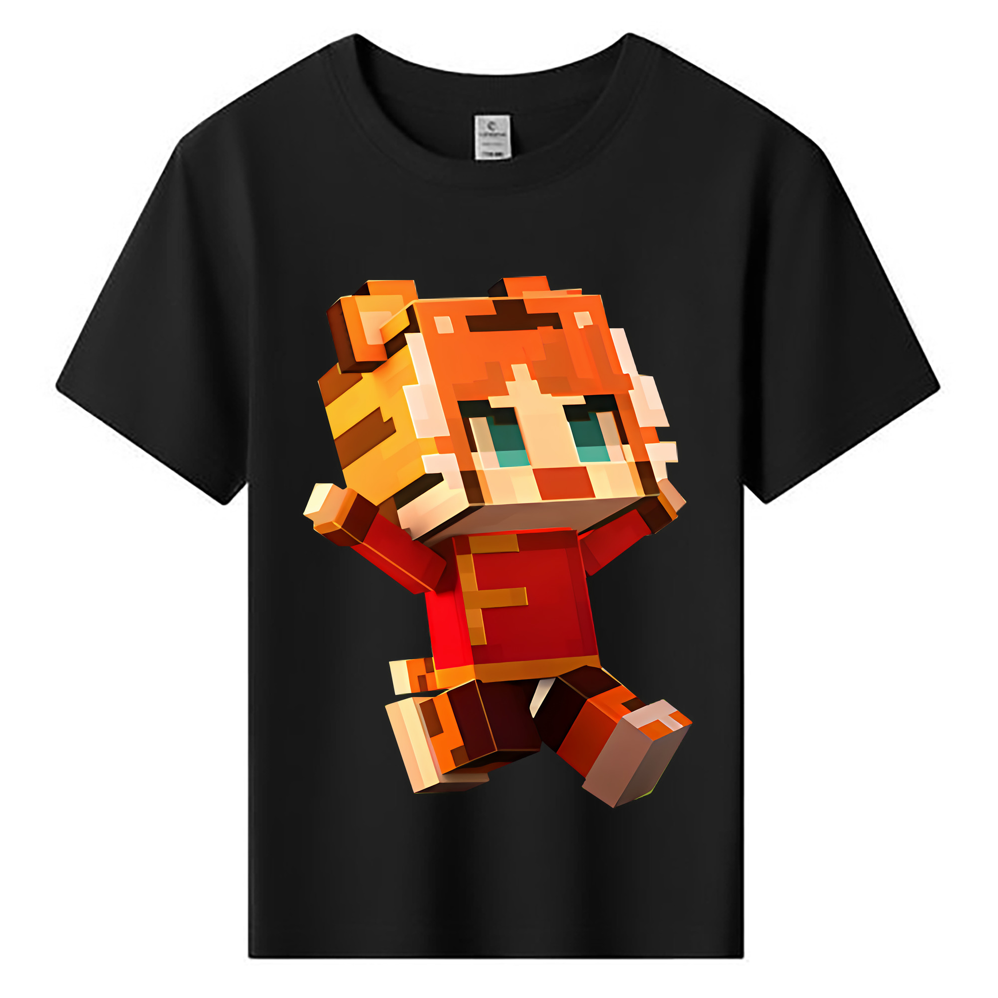 （画像用） マインクラフト ブロックの世界 Minecraft MC Block world 綿100％キッズTシャツ（フロントプリント）