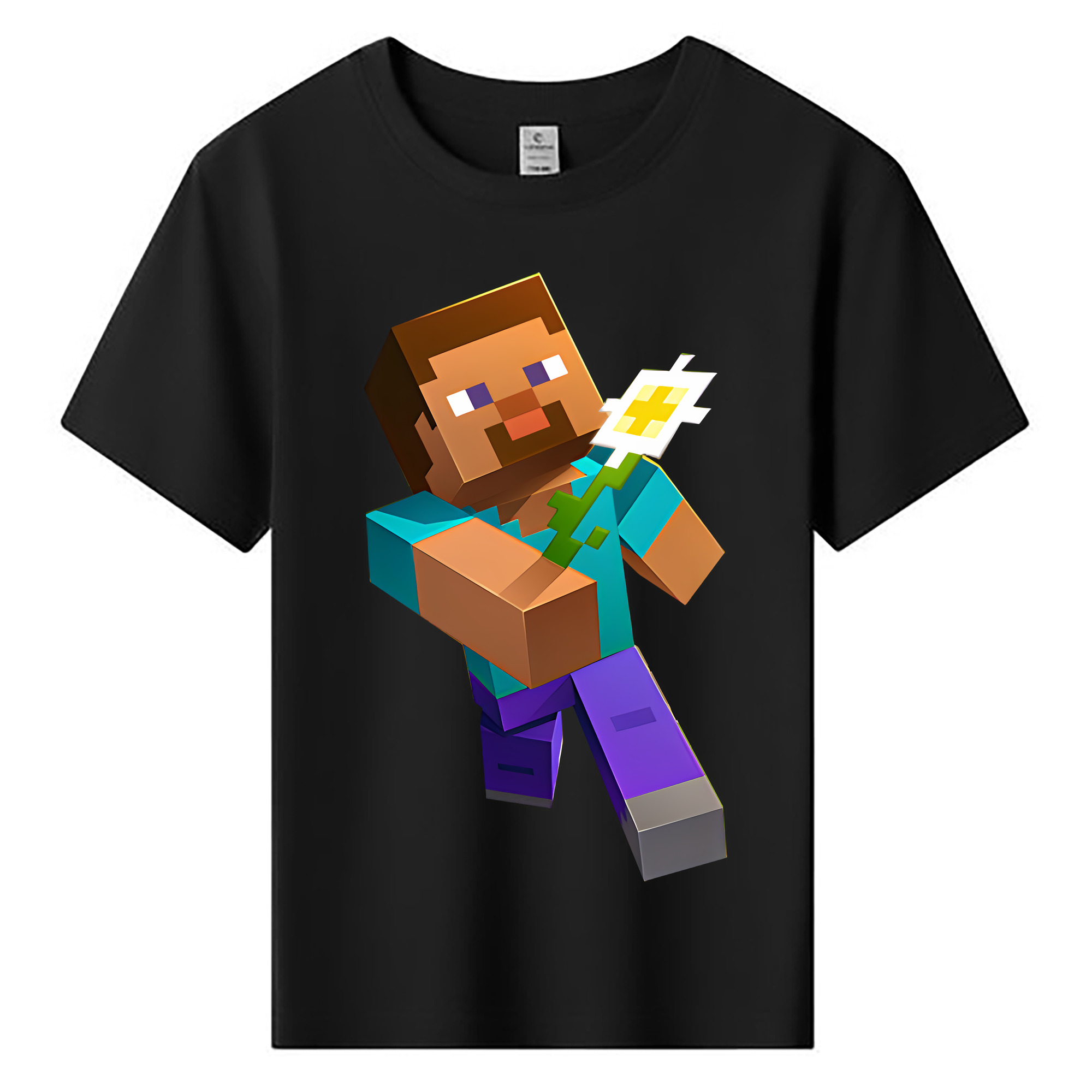 （画像用） マインクラフト ブロックの世界 Minecraft MC Block world 綿100％キッズTシャツ（フロントプリント）