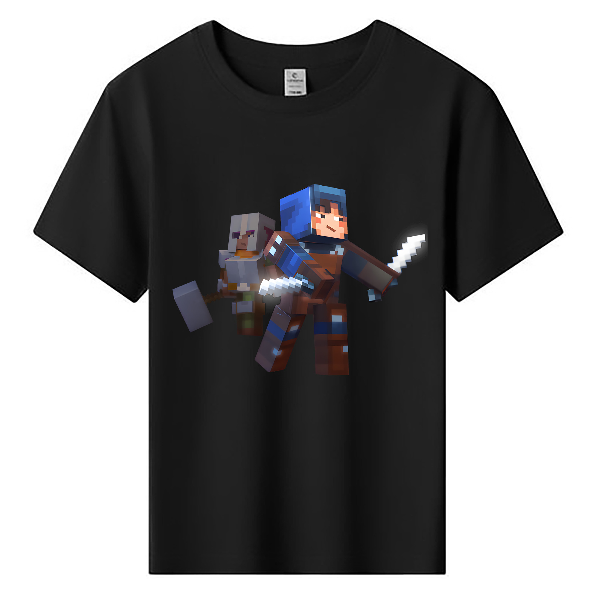 （画像用） マインクラフト ブロックの世界 Minecraft MC Block world 綿100％キッズTシャツ（フロントプリント）
