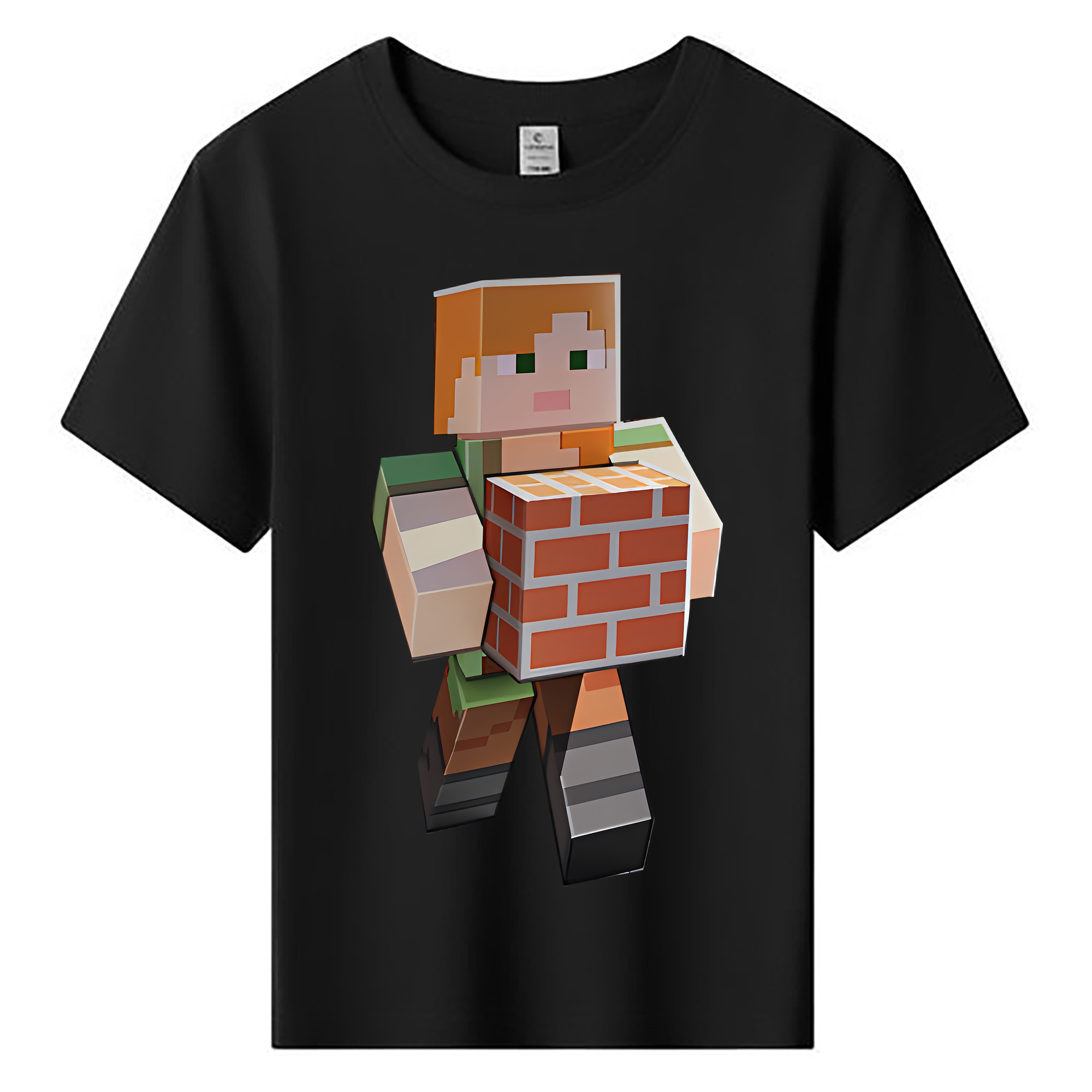 （画像用） マインクラフト ブロックの世界 Minecraft MC Block world 綿100％キッズTシャツ（フロントプリント）