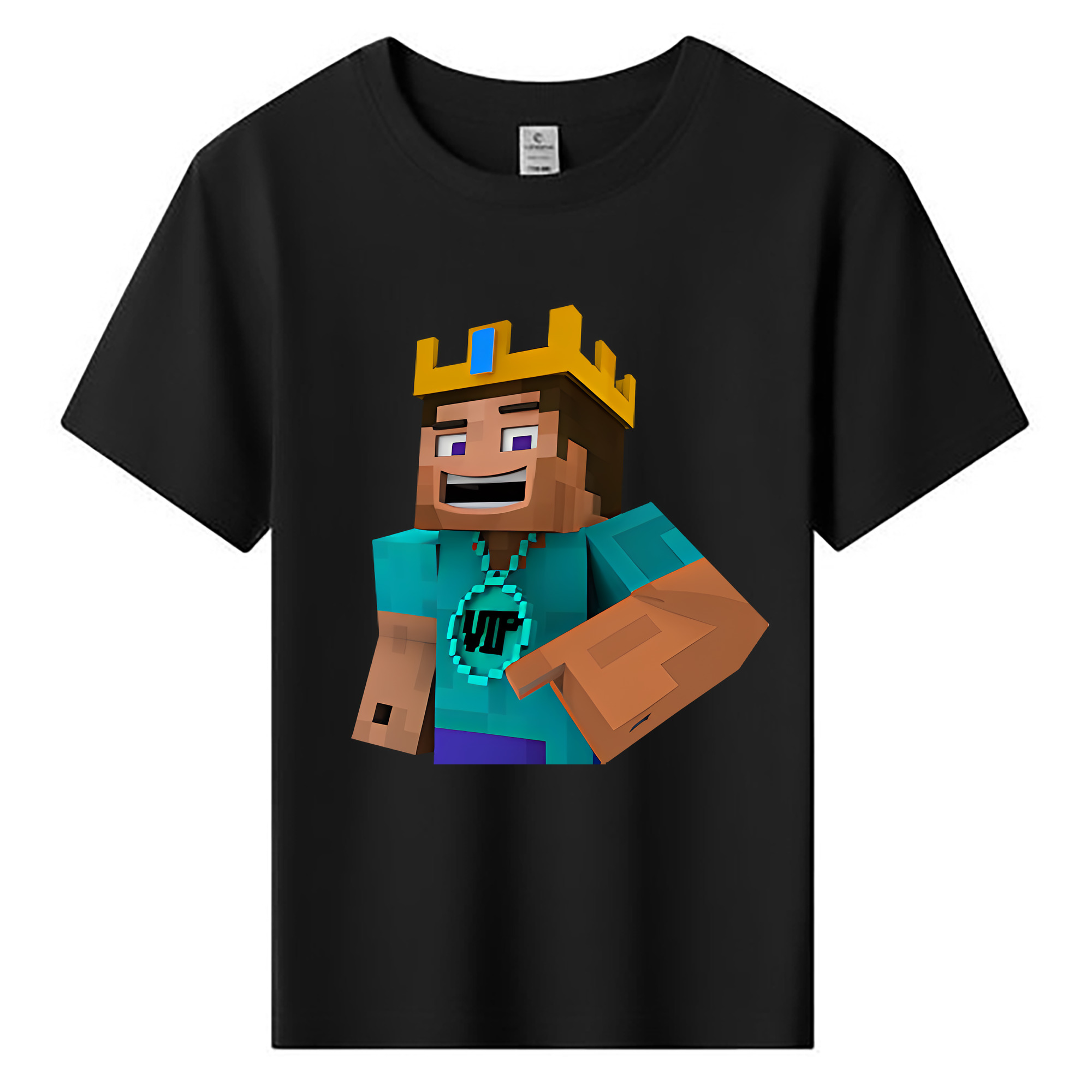 （画像用） マインクラフト ブロックの世界 Minecraft MC Block world 綿100％キッズTシャツ（フロントプリント）