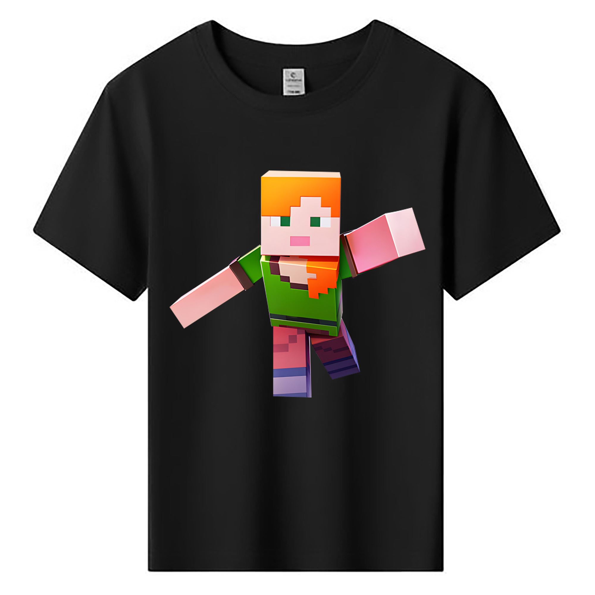 （画像用） マインクラフト ブロックの世界 Minecraft MC Block world 綿100％キッズTシャツ（フロントプリント）