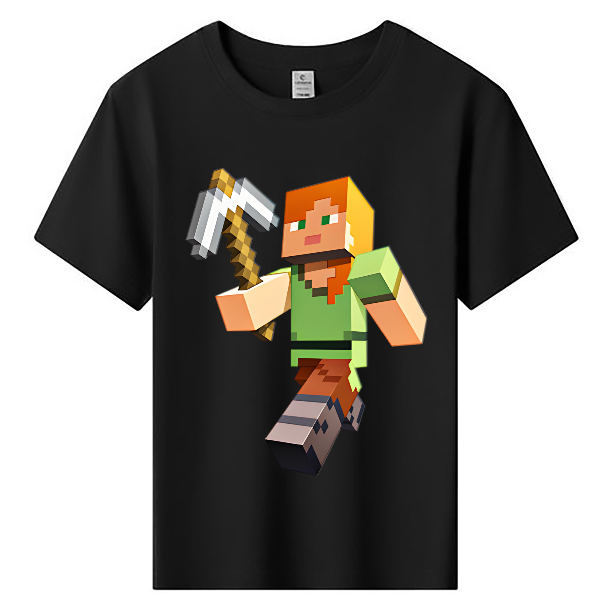 （画像用） マインクラフト ブロックの世界 Minecraft MC Block world 綿100％キッズTシャツ（フロントプリント）