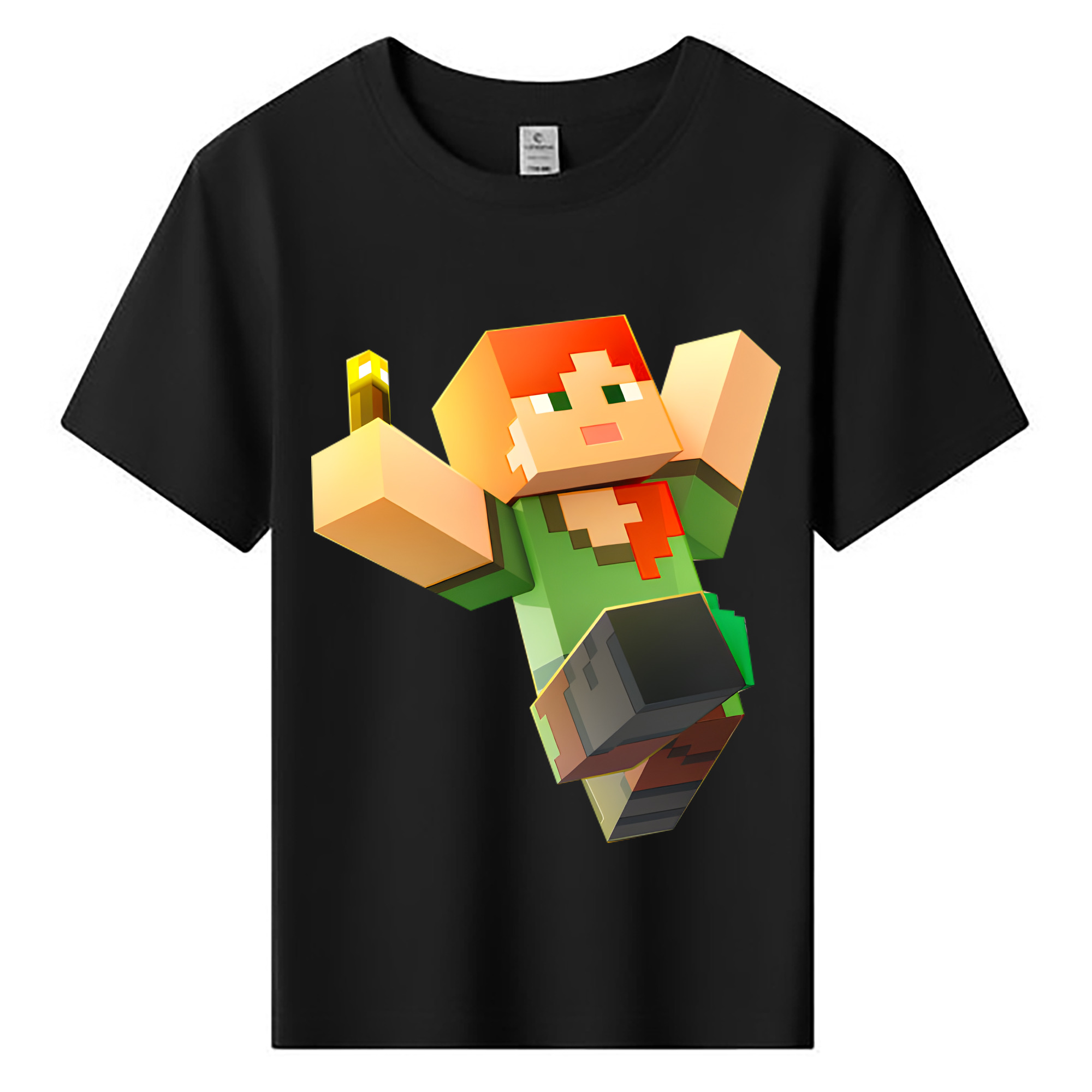 （画像用） マインクラフト ブロックの世界 Minecraft MC Block world 綿100％キッズTシャツ（フロントプリント）