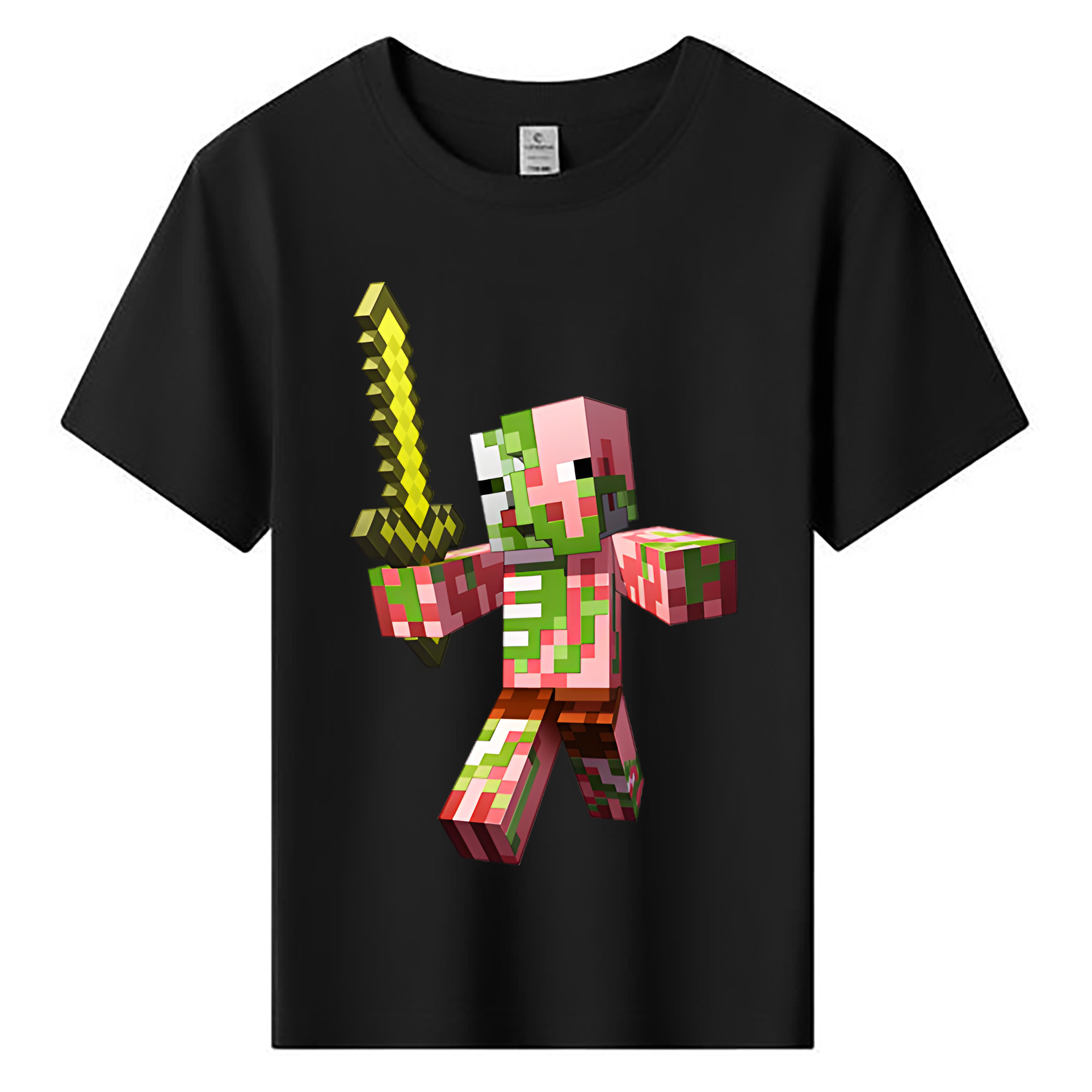 （画像用） マインクラフト ブロックの世界 Minecraft MC Block world 綿100％キッズTシャツ（フロントプリント）