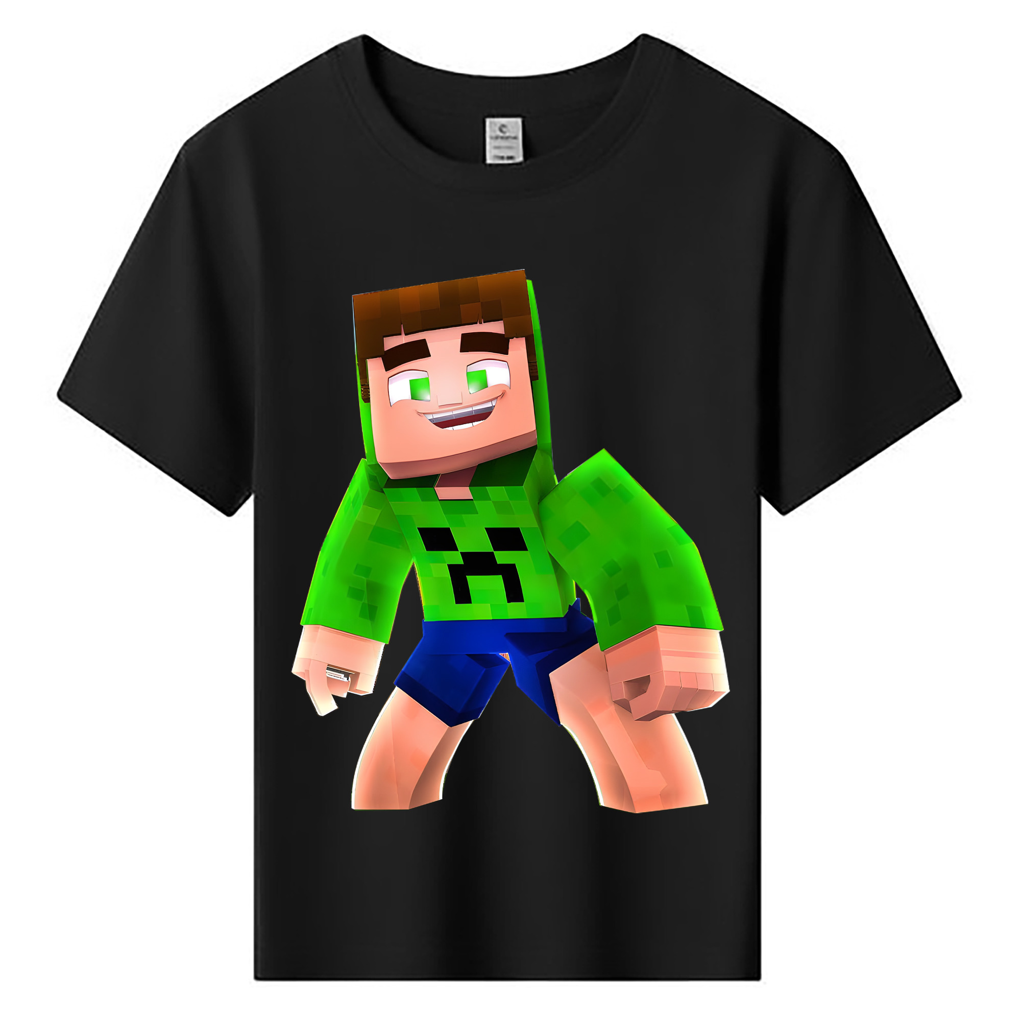 （画像用） マインクラフト ブロックの世界 Minecraft MC Block world 綿100％キッズTシャツ（フロントプリント）