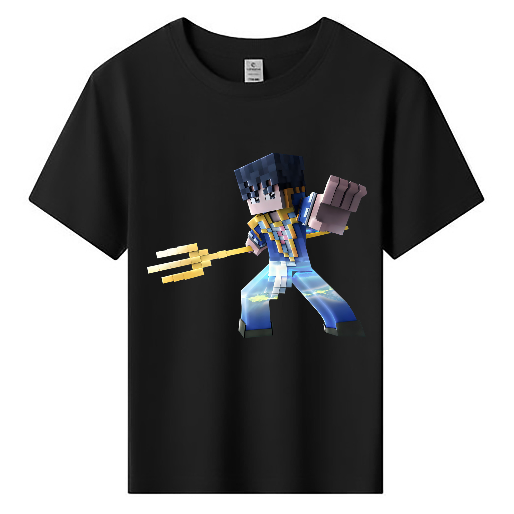 （画像用） マインクラフト ブロックの世界 Minecraft MC Block world 綿100％キッズTシャツ（フロントプリント）