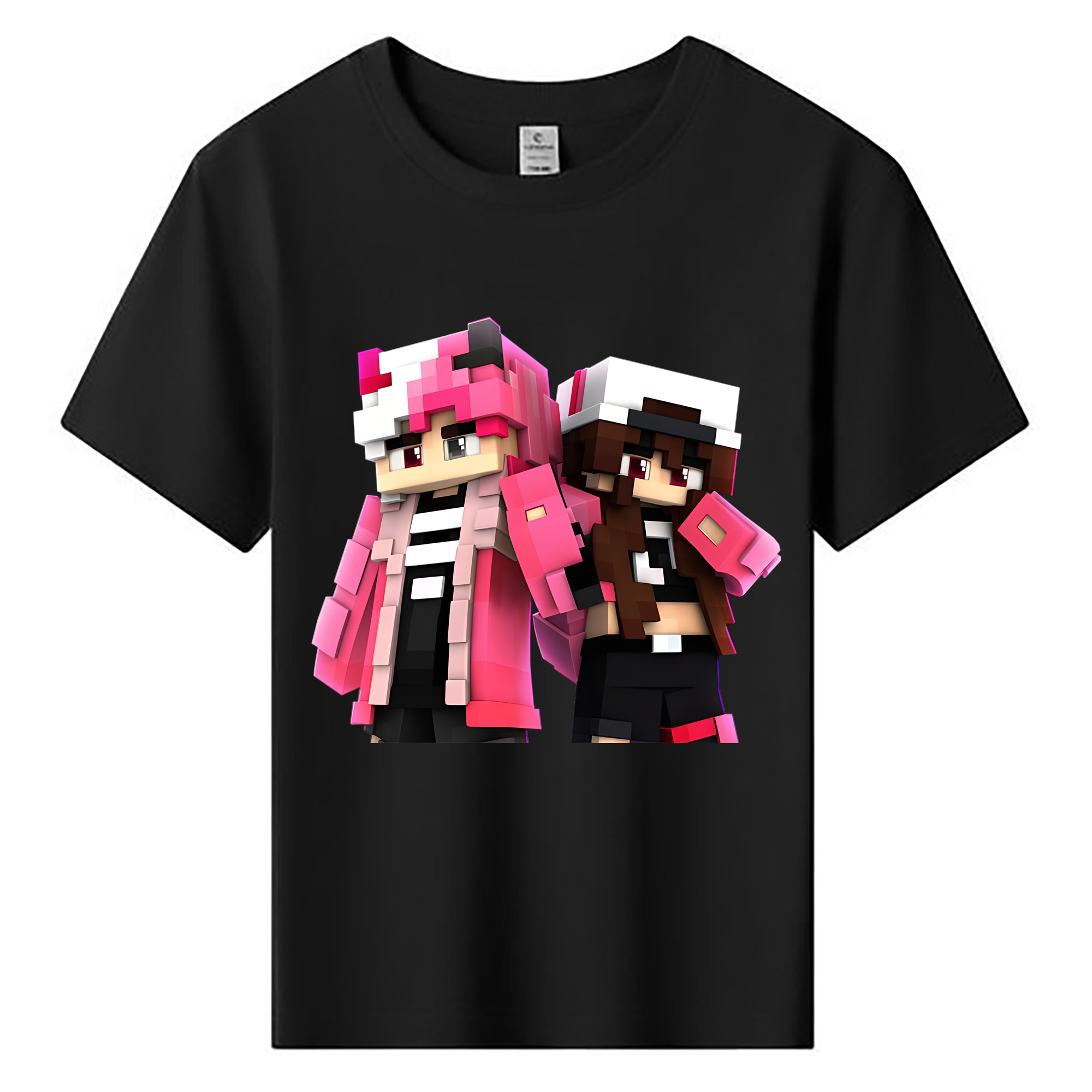 （画像用） マインクラフト ブロックの世界 Minecraft MC Block world 綿100％キッズTシャツ（フロントプリント）