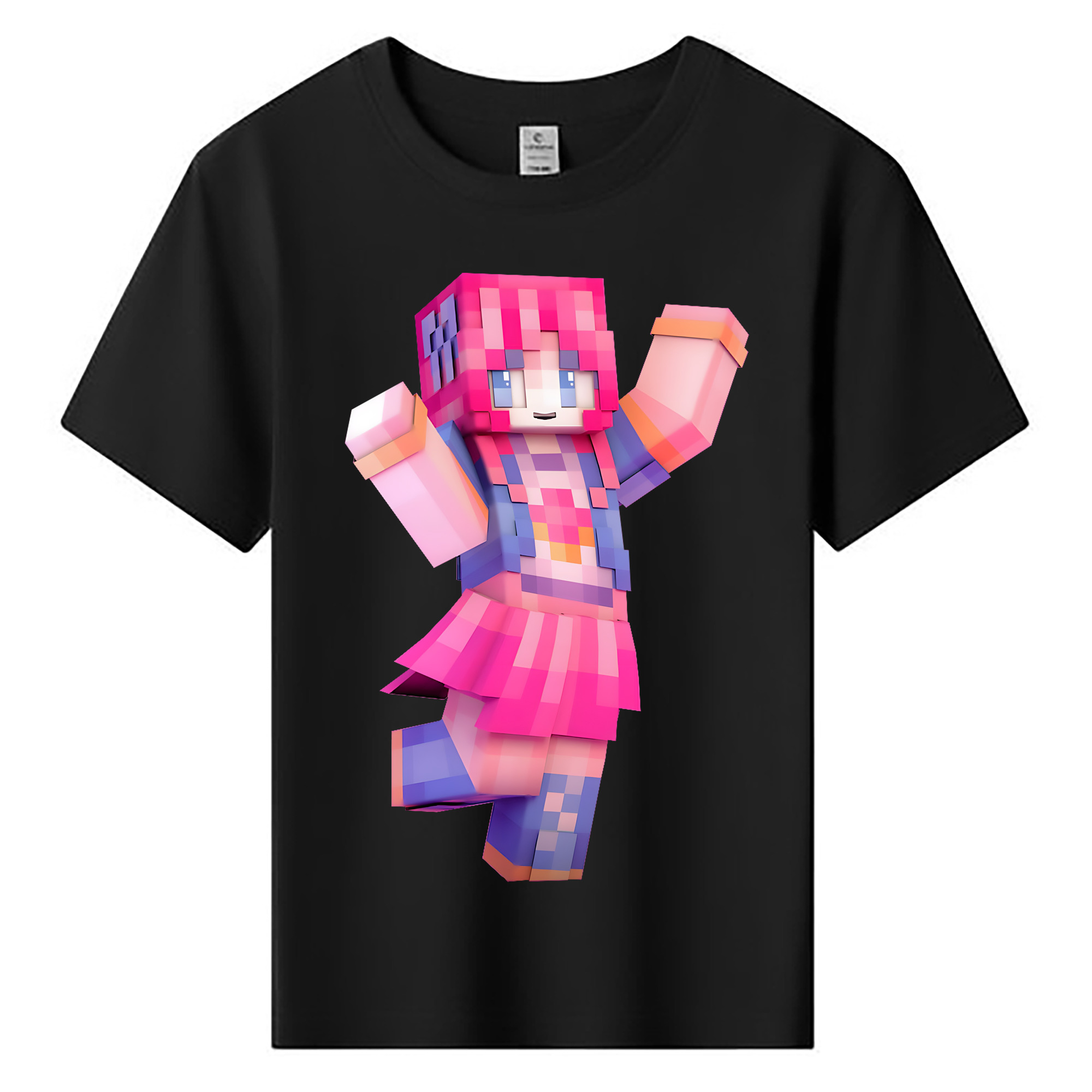 （画像用） マインクラフト ブロックの世界 Minecraft MC Block world 綿100％キッズTシャツ（フロントプリント）