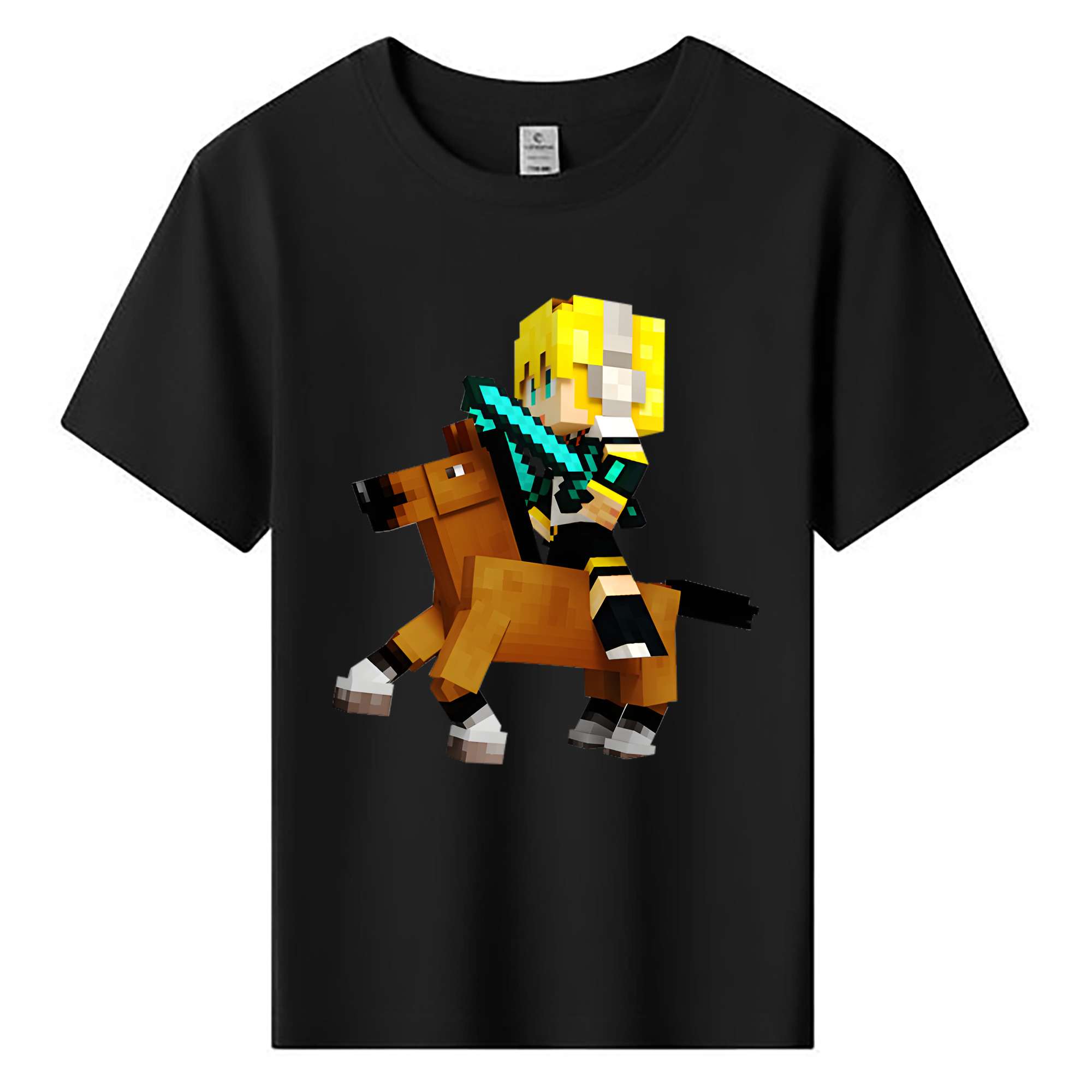 （画像用） マインクラフト ブロックの世界 Minecraft MC Block world 綿100％キッズTシャツ（フロントプリント）
