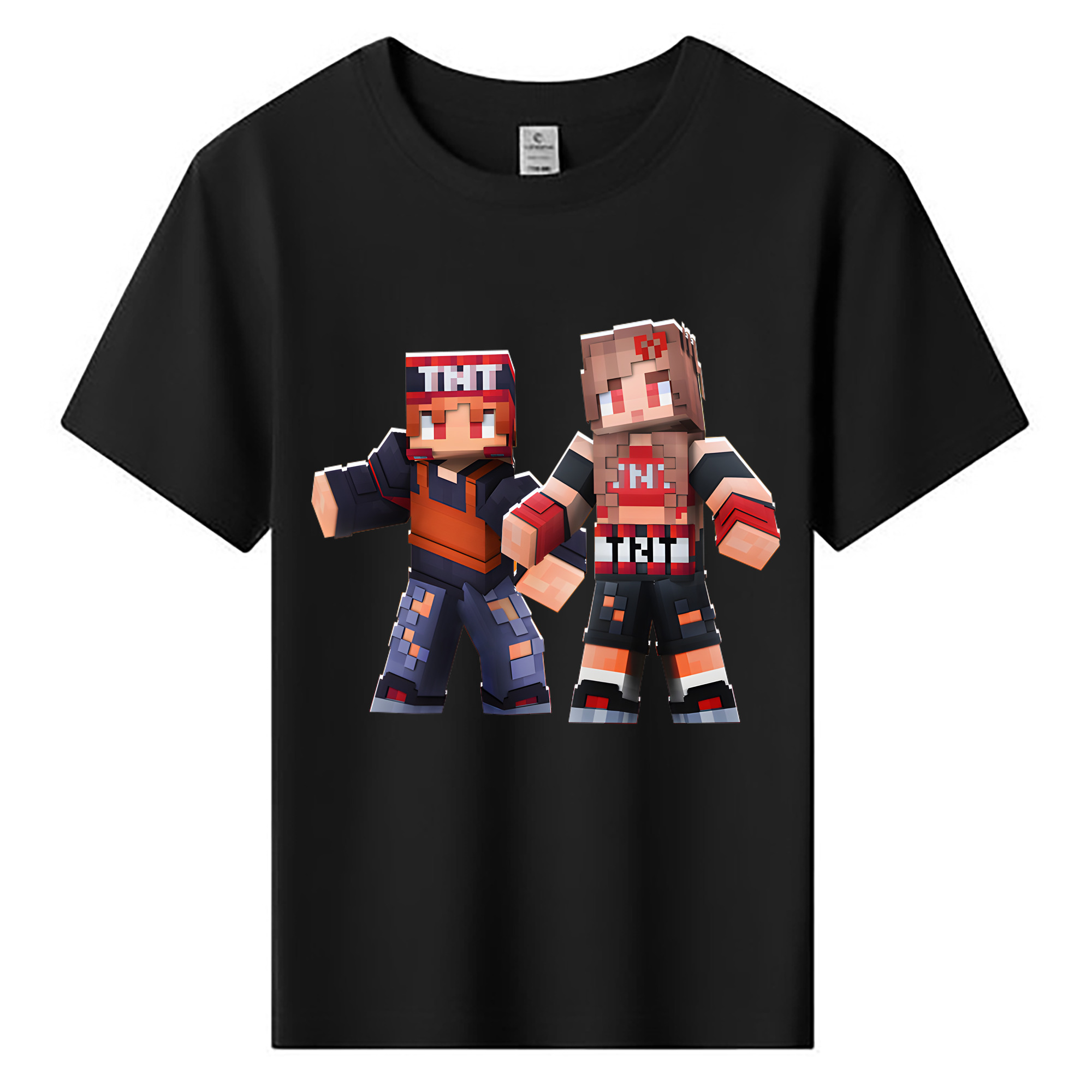 （画像用） マインクラフト ブロックの世界 Minecraft MC Block world 綿100％キッズTシャツ（フロントプリント）
