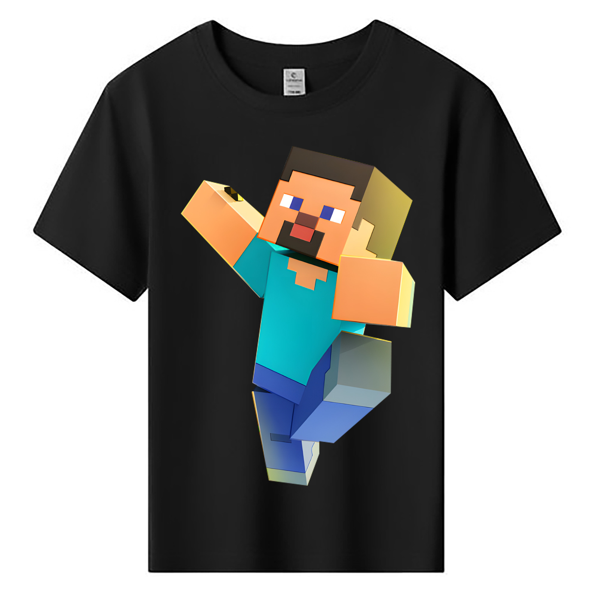 （画像用） マインクラフト ブロックの世界 Minecraft MC Block world 綿100％キッズTシャツ（フロントプリント）