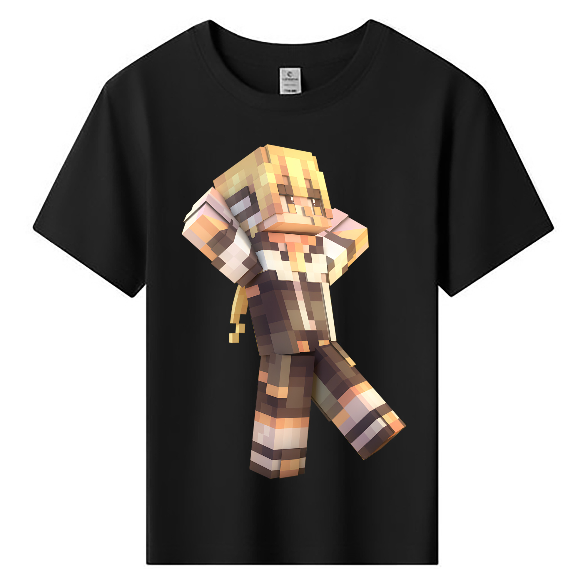 （画像用） マインクラフト ブロックの世界 Minecraft MC Block world 綿100％キッズTシャツ（フロントプリント）