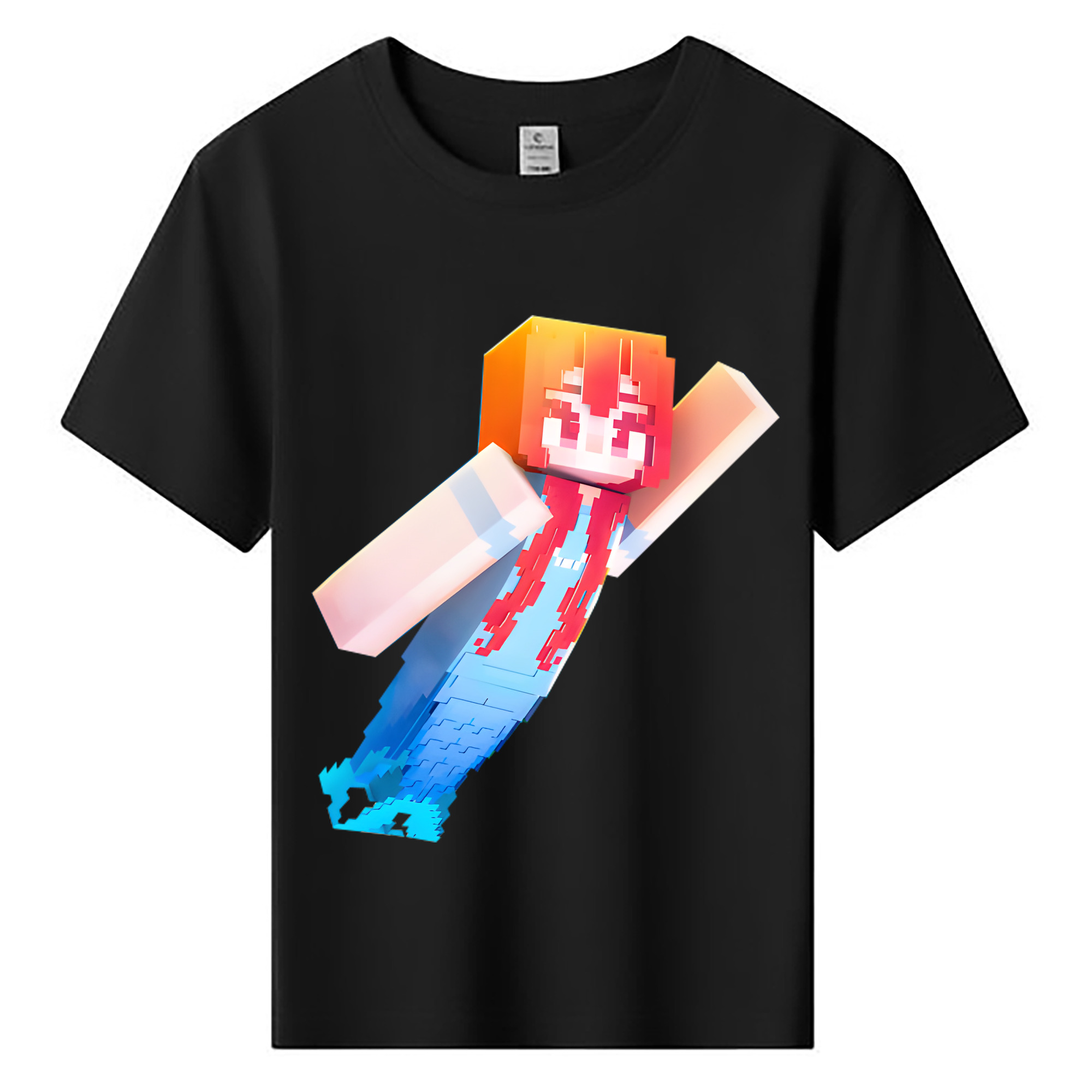 （画像用） マインクラフト ブロックの世界 Minecraft MC Block world 綿100％キッズTシャツ（フロントプリント）