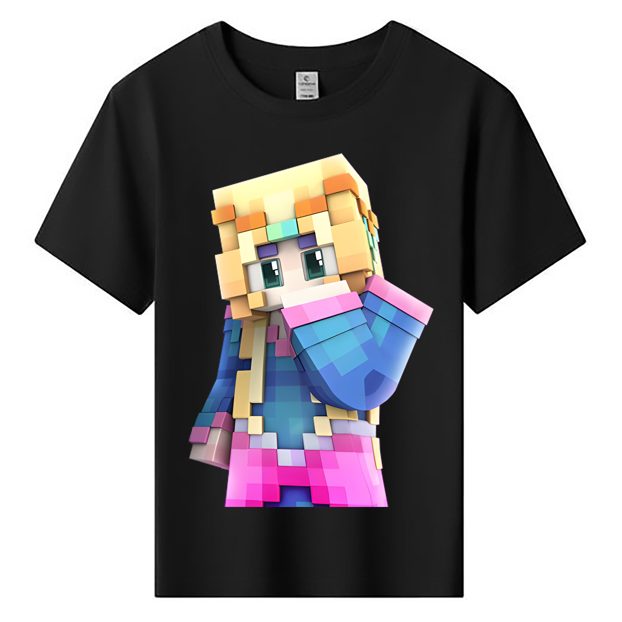 （画像用） マインクラフト ブロックの世界 Minecraft MC Block world 綿100％キッズTシャツ（フロントプリント）