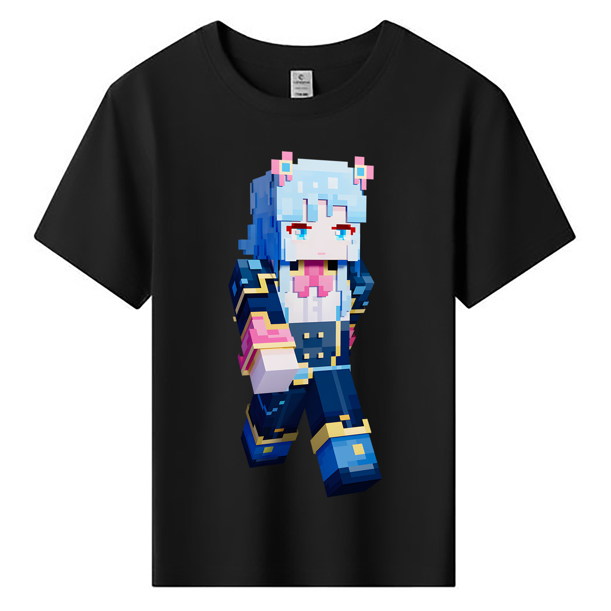 （画像用） マインクラフト ブロックの世界 Minecraft MC Block world 綿100％キッズTシャツ（フロントプリント）