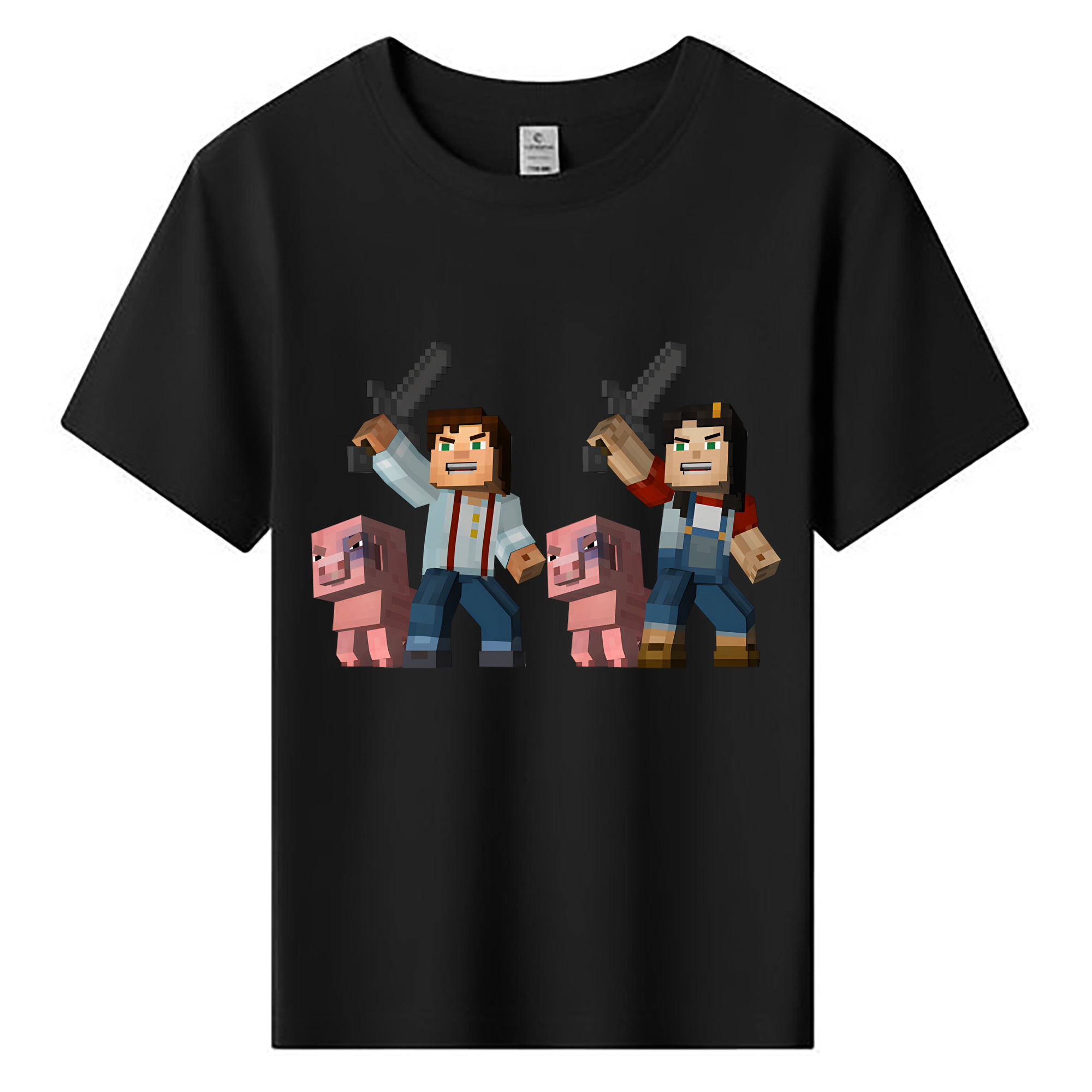 （画像用） マインクラフト ブロックの世界 Minecraft MC Block world 綿100％キッズTシャツ（フロントプリント）