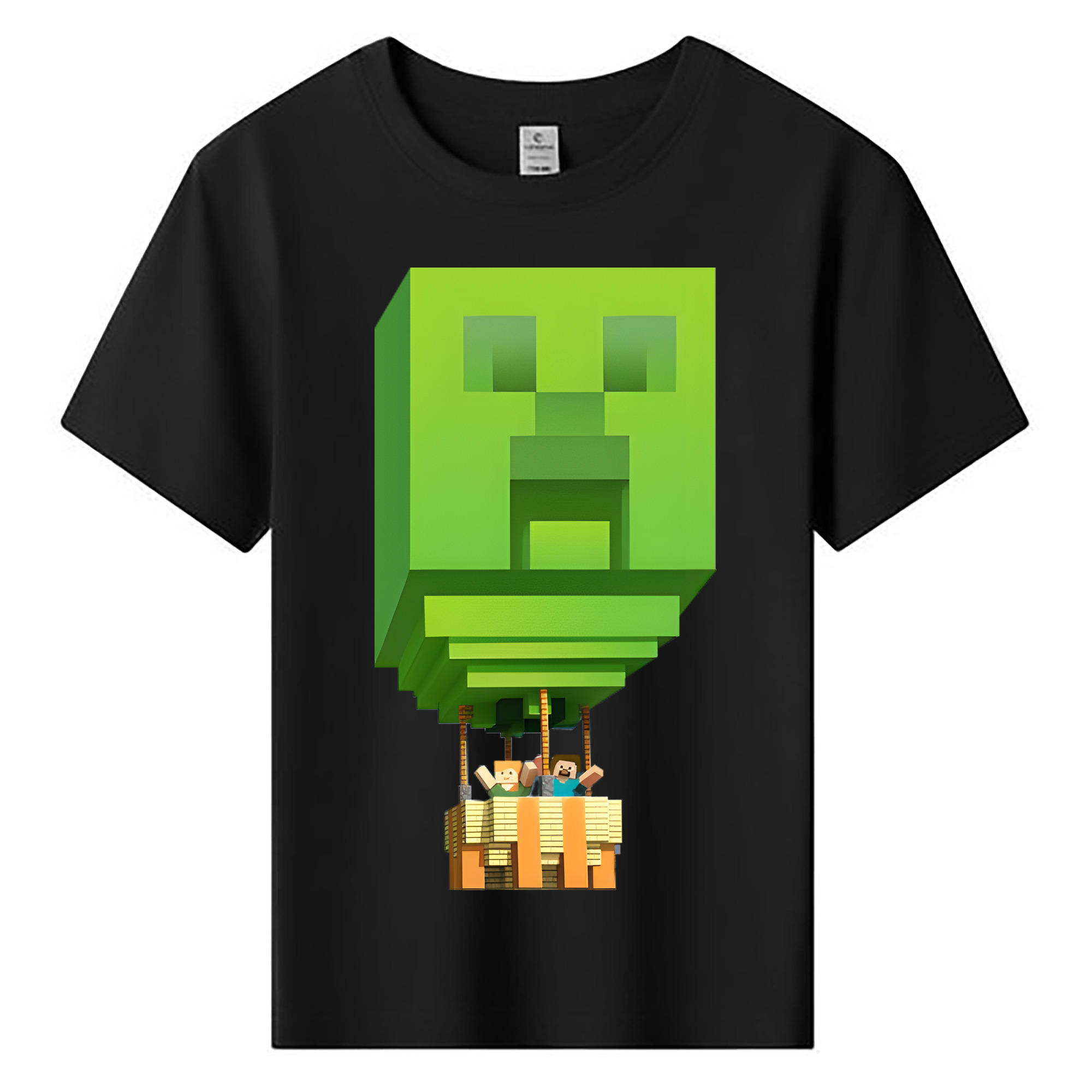 （画像用） マインクラフト ブロックの世界 Minecraft MC Block world 綿100％キッズTシャツ（フロントプリント）