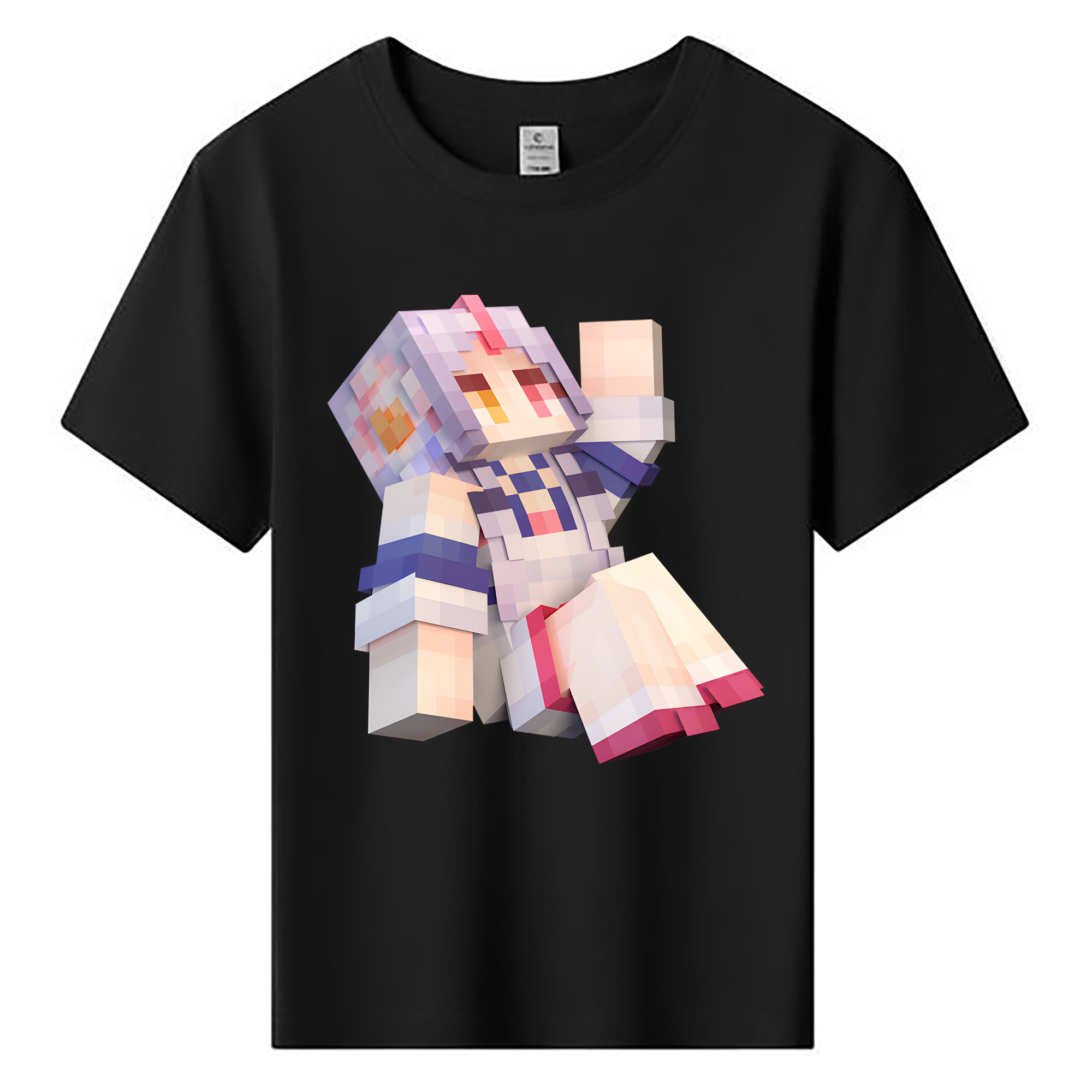 （画像用） マインクラフト ブロックの世界 Minecraft MC Block world 綿100％キッズTシャツ（フロントプリント）
