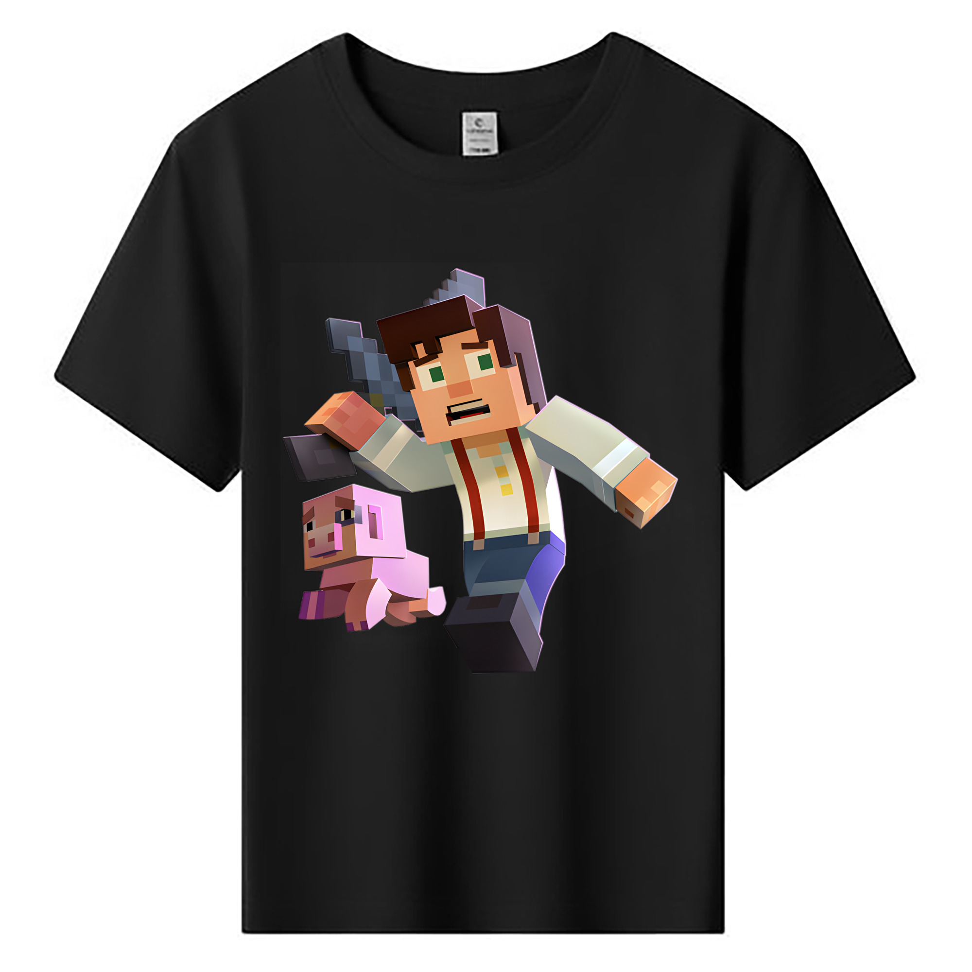 （画像用） マインクラフト ブロックの世界 Minecraft MC Block world 綿100％キッズTシャツ（フロントプリント）