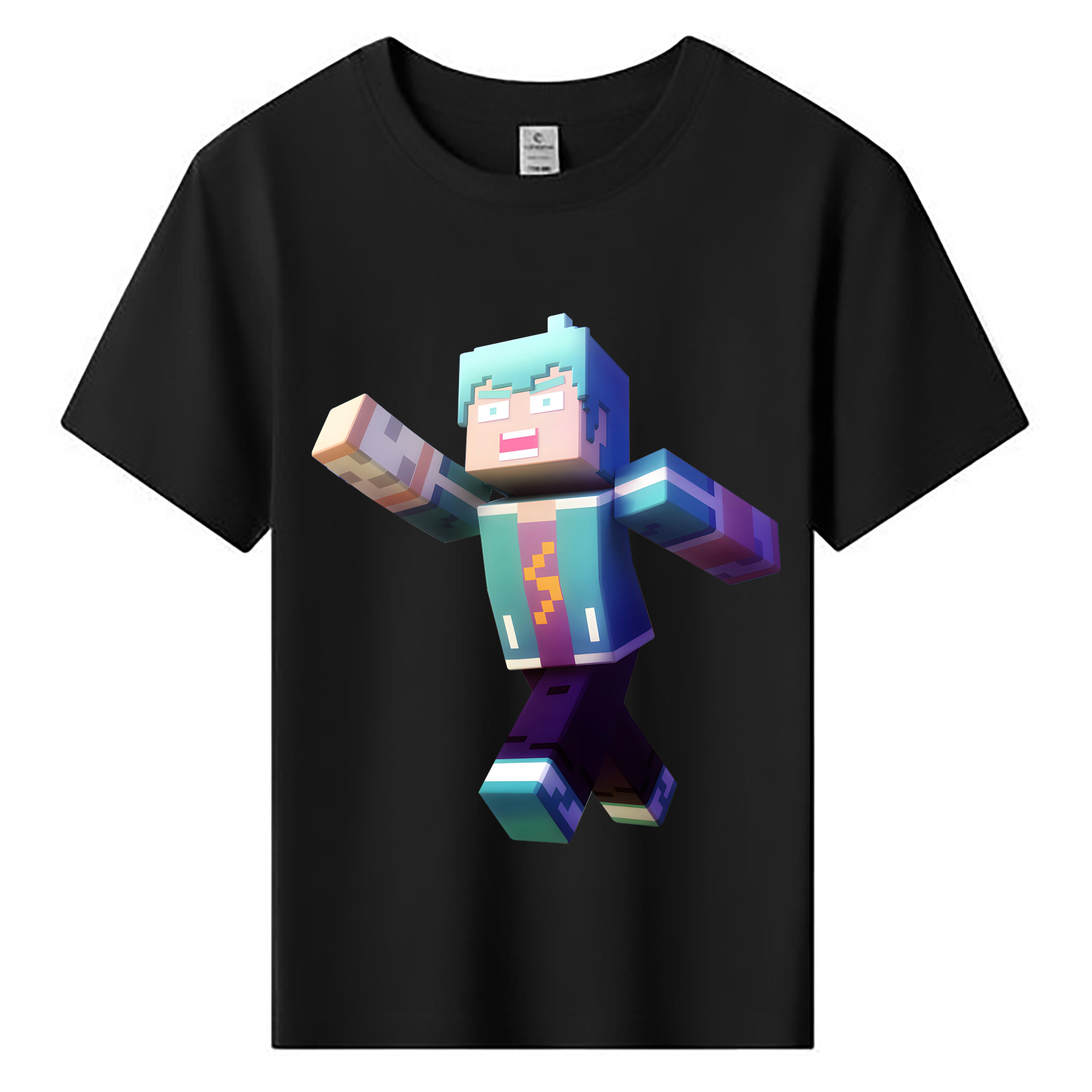 （画像用） マインクラフト ブロックの世界 Minecraft MC Block world 綿100％キッズTシャツ（フロントプリント）