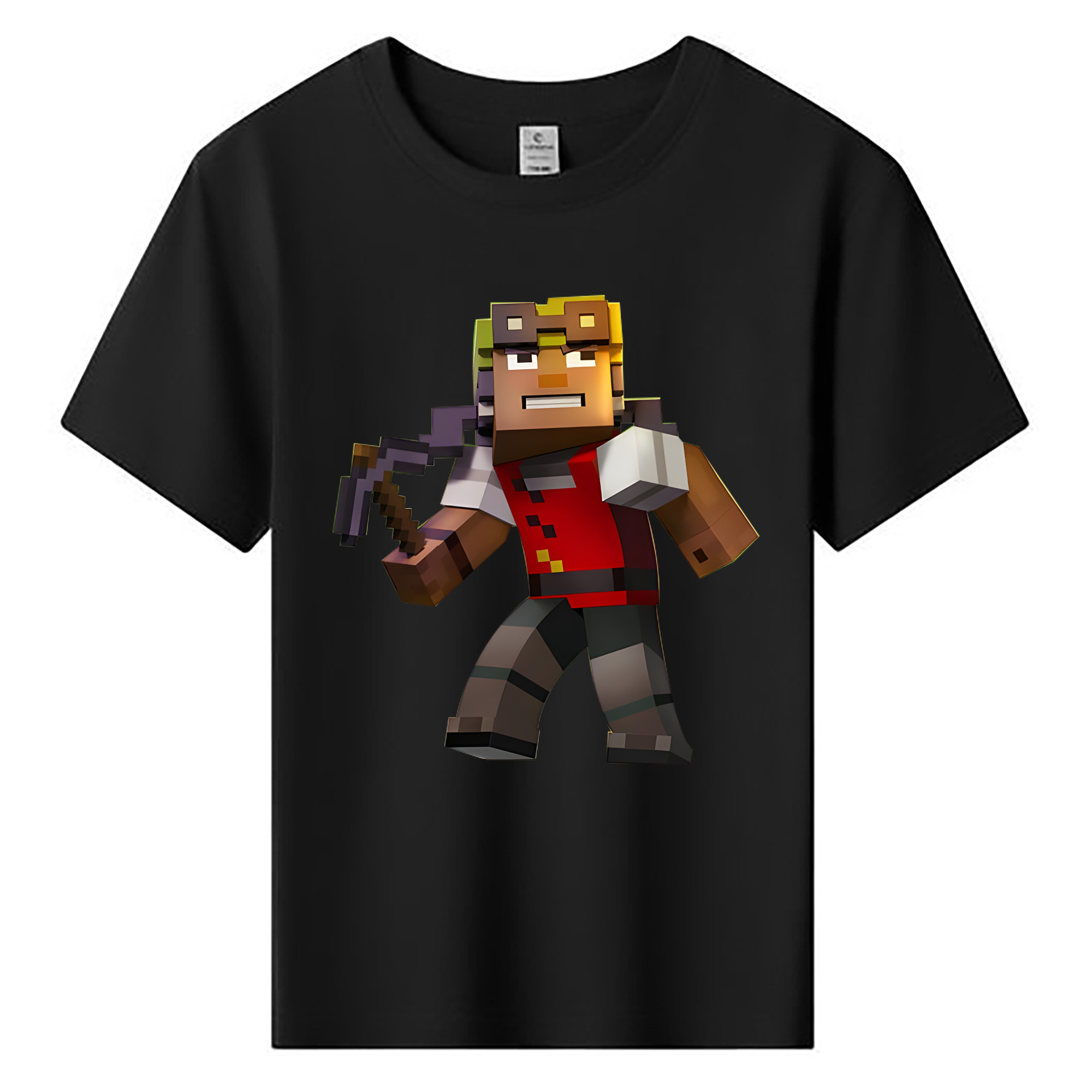 （画像用） マインクラフト ブロックの世界 Minecraft MC Block world 綿100％キッズTシャツ（フロントプリント）