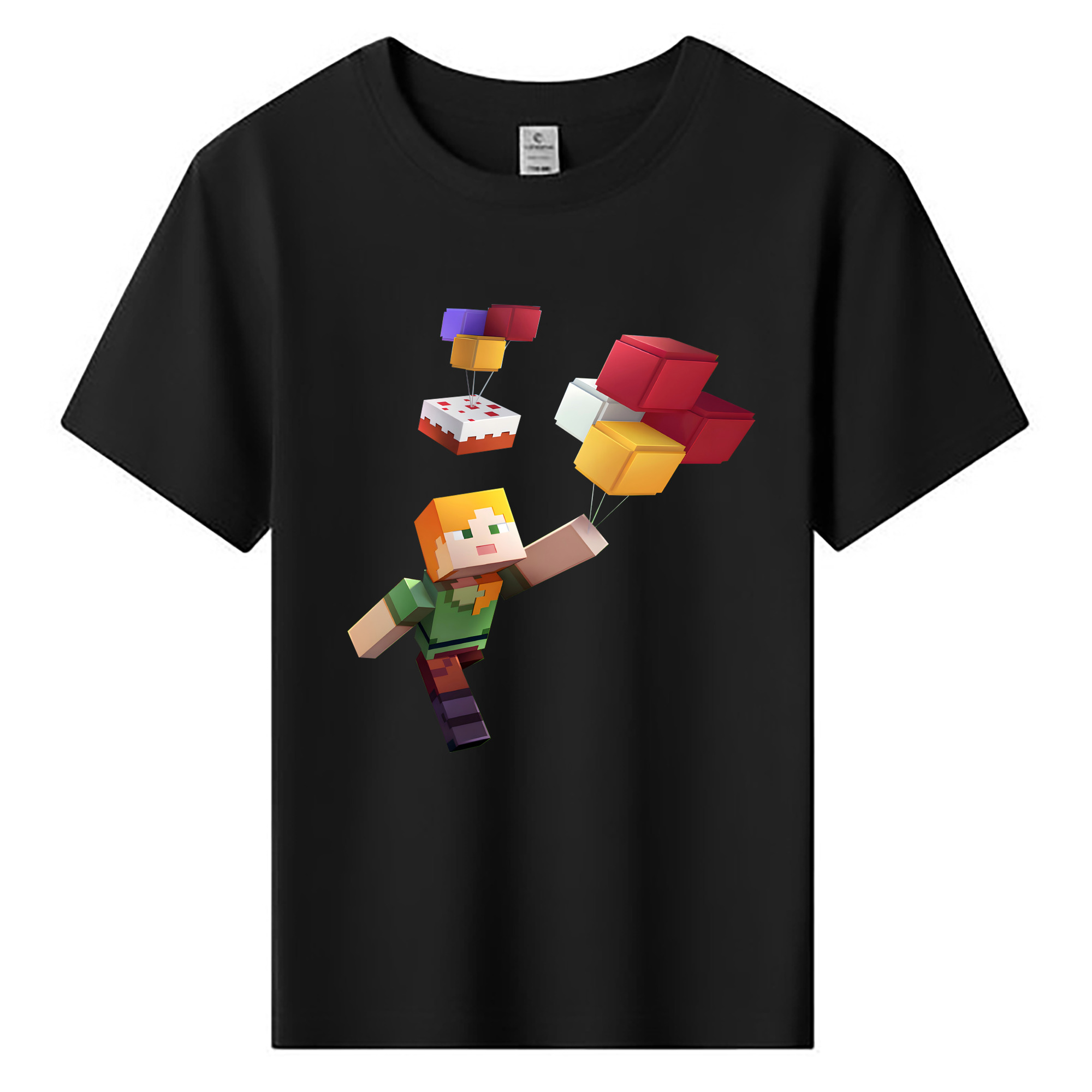 （画像用） マインクラフト ブロックの世界 Minecraft MC Block world 綿100％キッズTシャツ（フロントプリント）