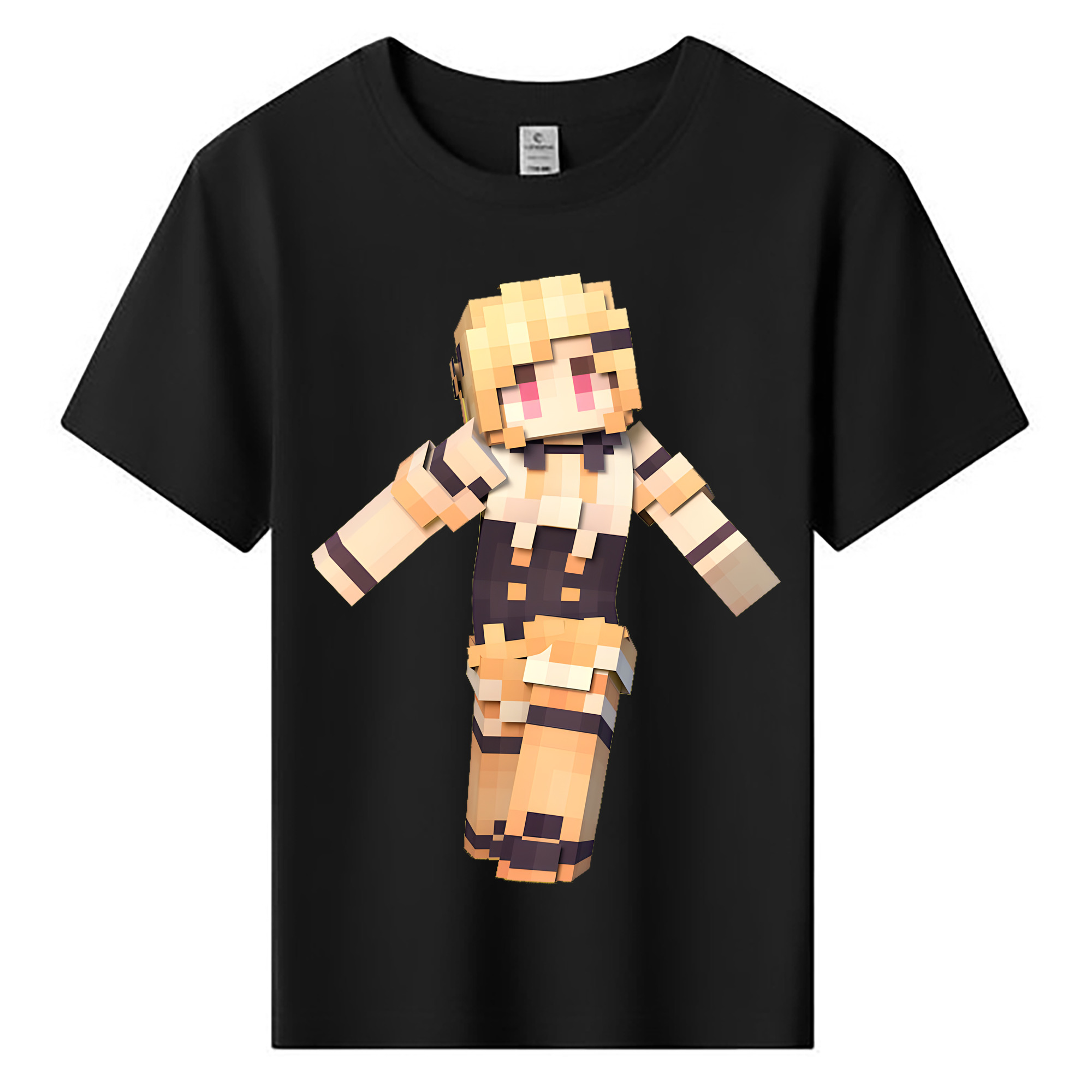 （画像用） マインクラフト ブロックの世界 Minecraft MC Block world 綿100％キッズTシャツ（フロントプリント）