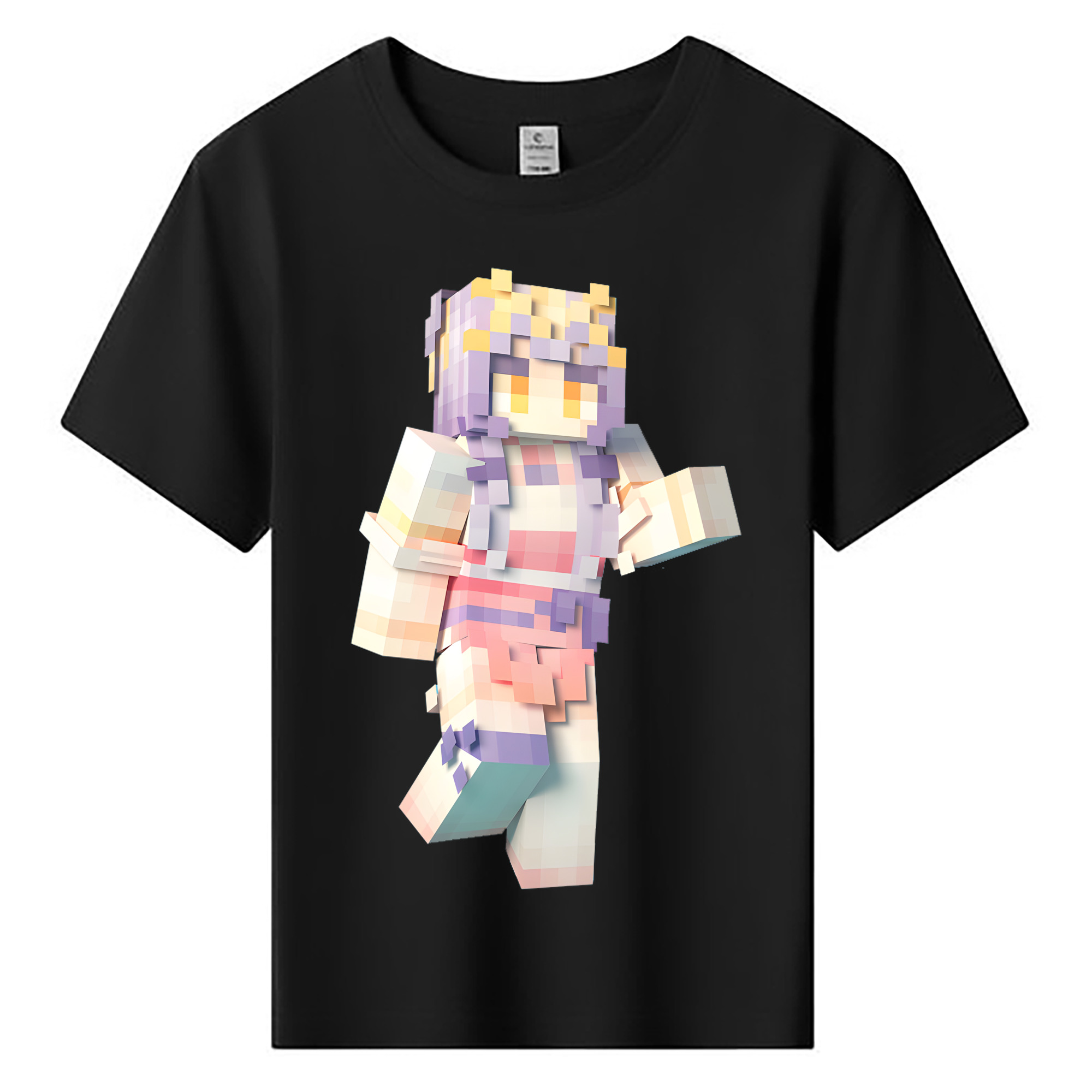 （画像用） マインクラフト ブロックの世界 Minecraft MC Block world 綿100％キッズTシャツ（フロントプリント）