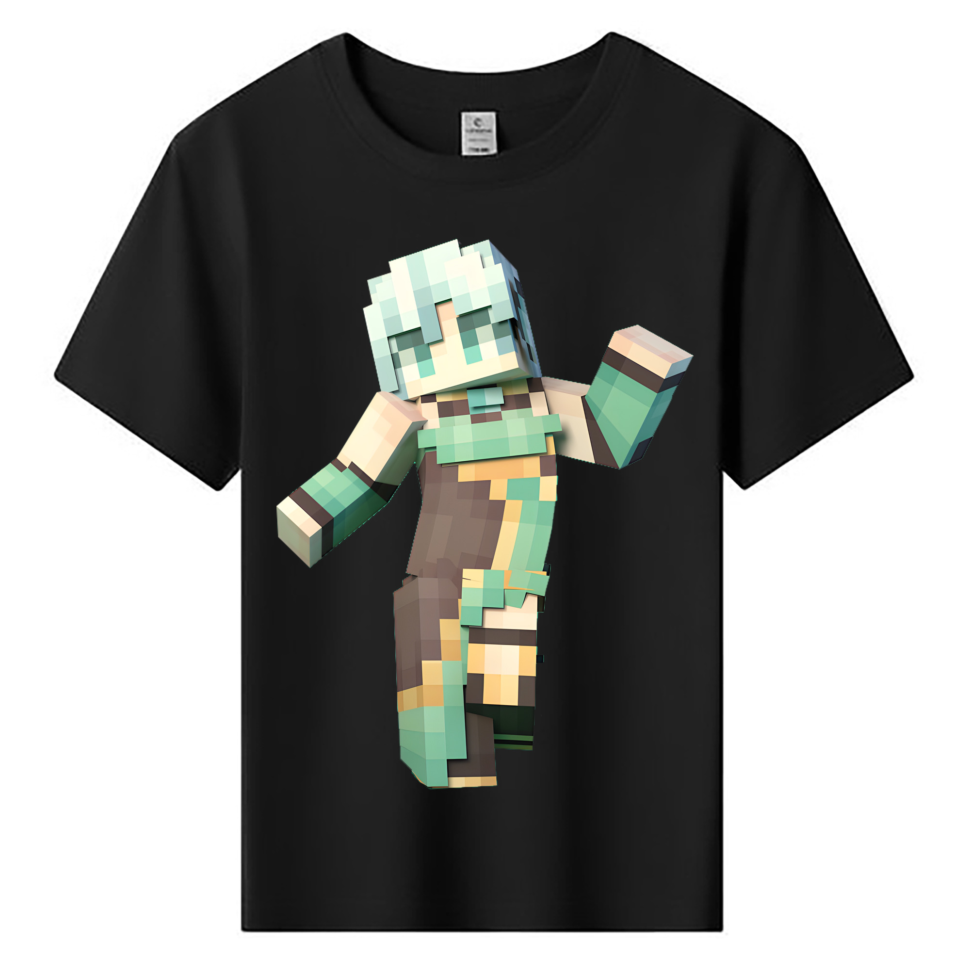 （画像用） マインクラフト ブロックの世界 Minecraft MC Block world 綿100％キッズTシャツ（フロントプリント）