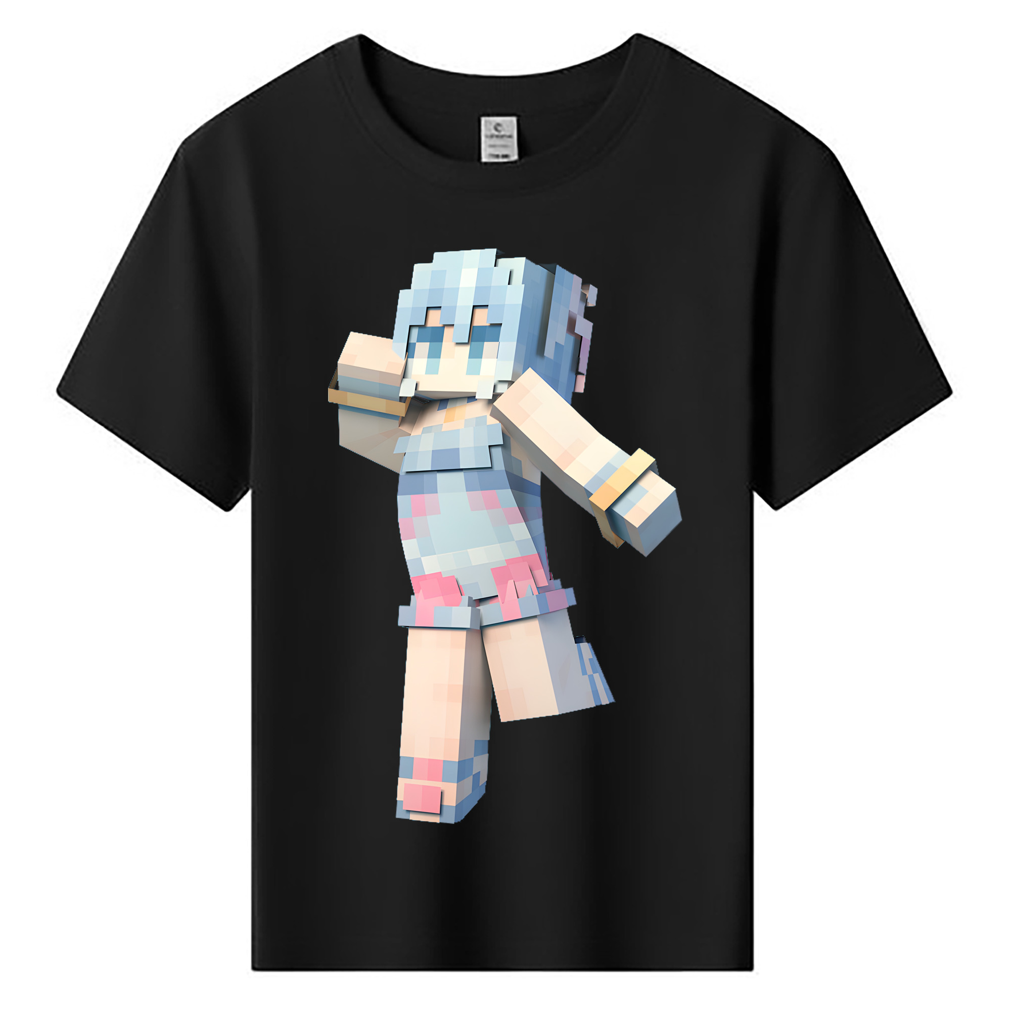 （画像用） マインクラフト ブロックの世界 Minecraft MC Block world 綿100％キッズTシャツ（フロントプリント）
