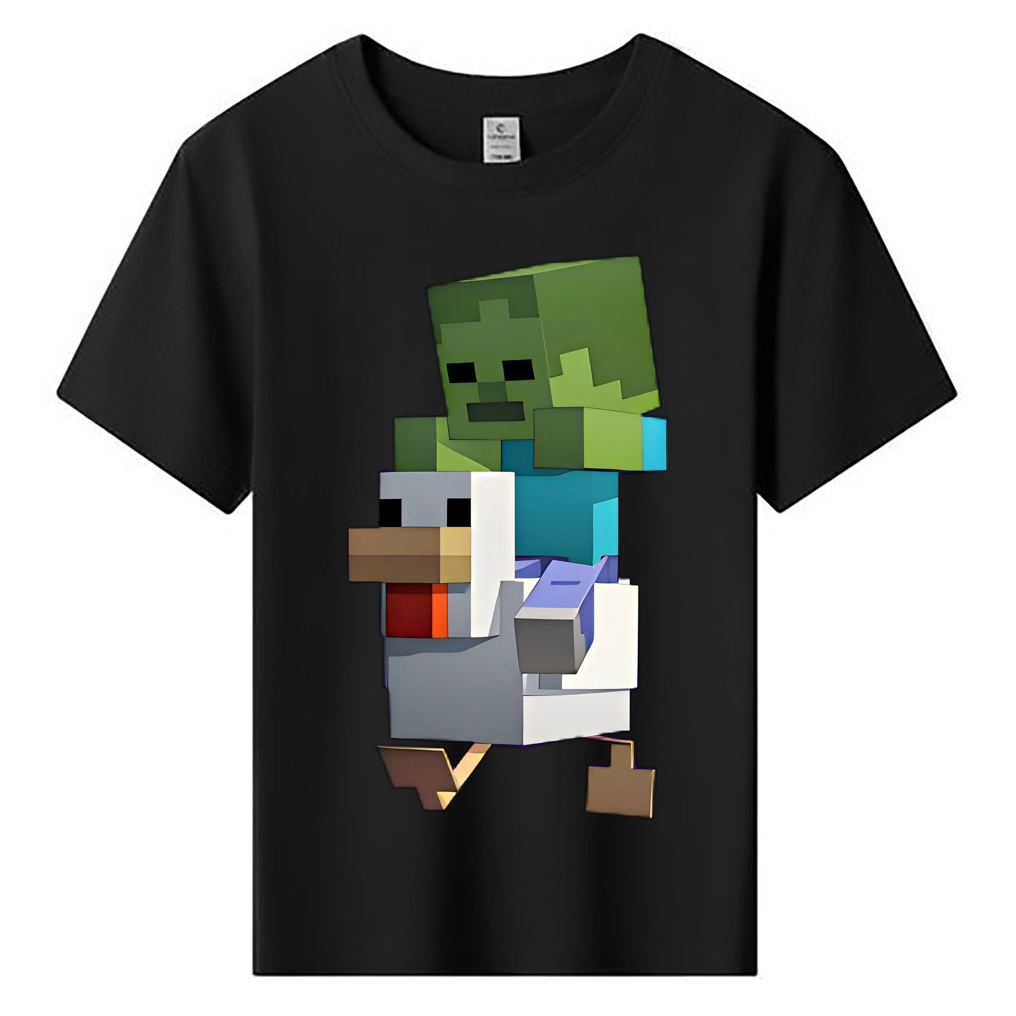 （画像用） マインクラフト ブロックの世界 Minecraft MC Block world 綿100％キッズTシャツ（フロントプリント）