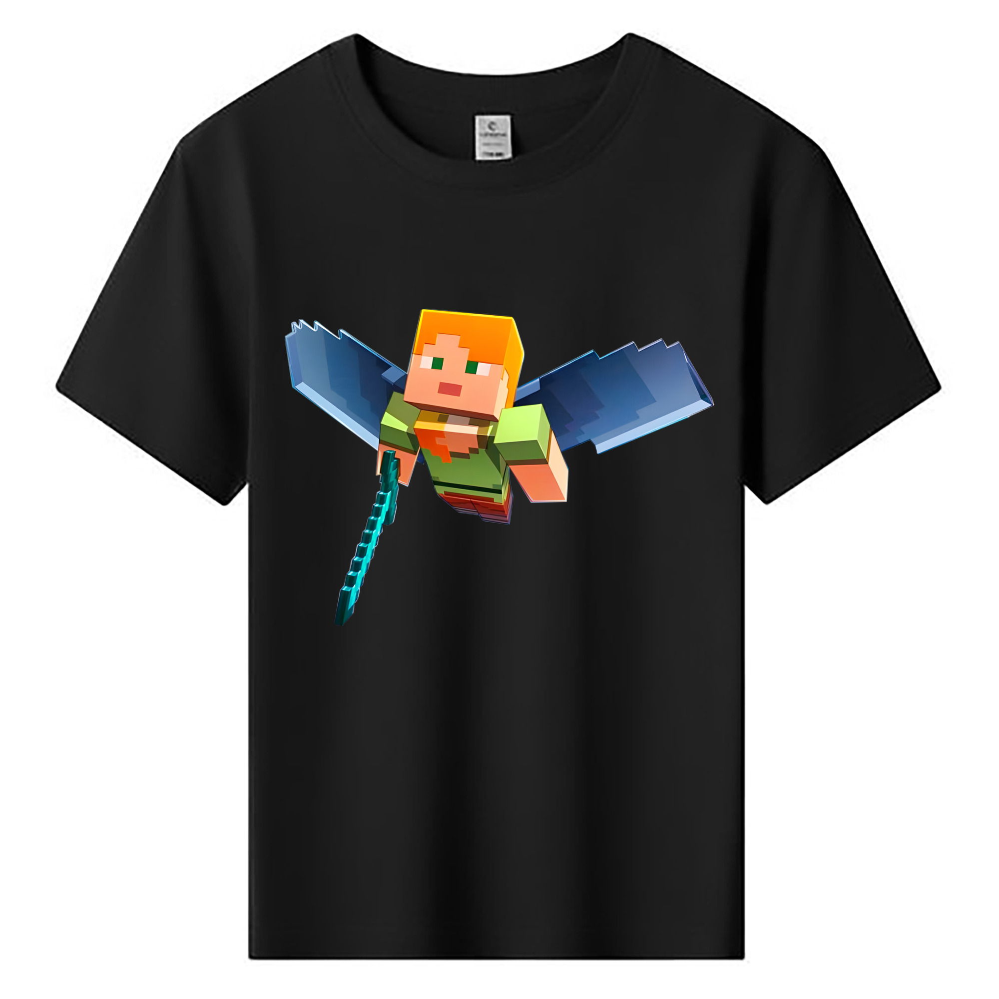 （画像用） マインクラフト ブロックの世界 Minecraft MC Block world 綿100％キッズTシャツ（フロントプリント）