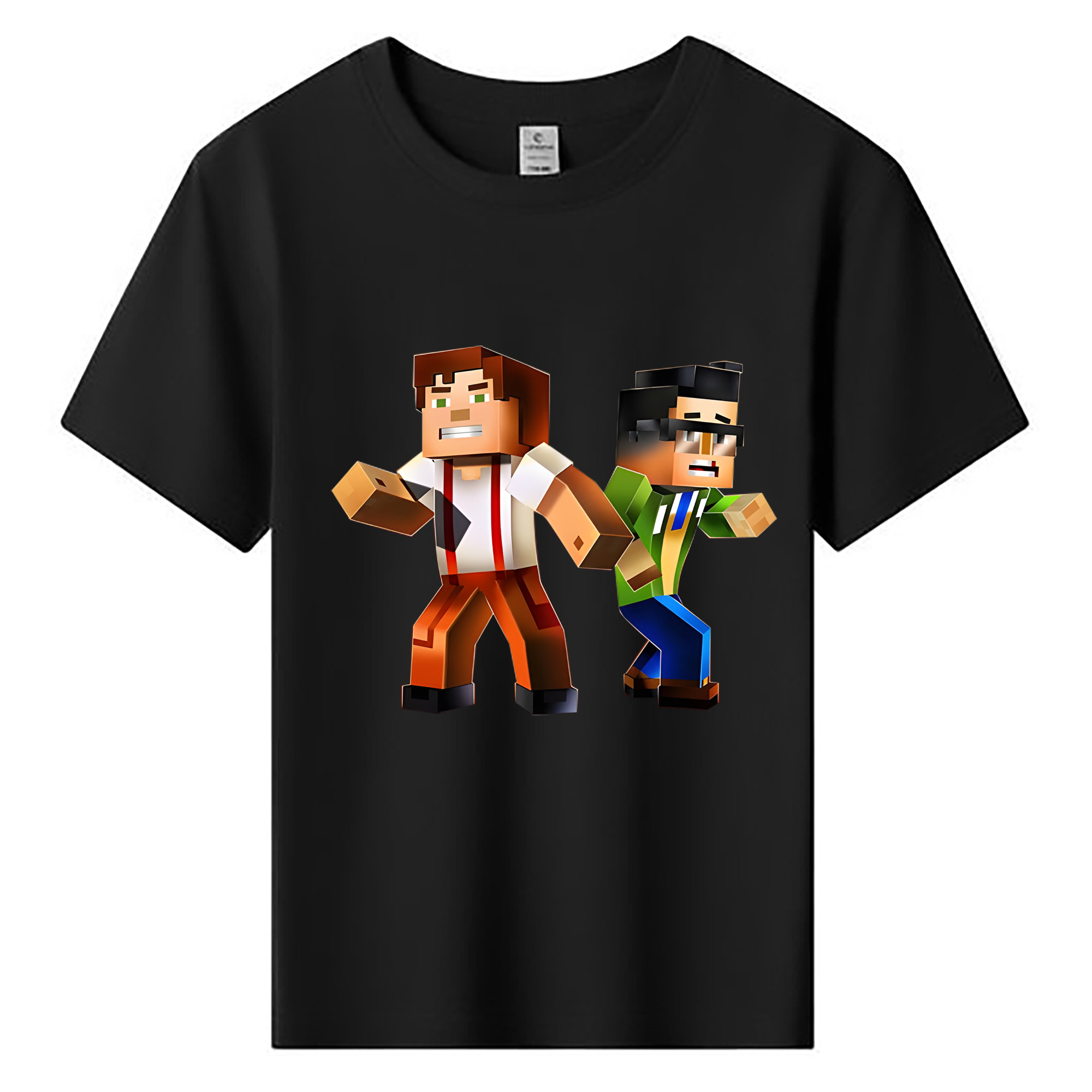 （画像用） マインクラフト ブロックの世界 Minecraft MC Block world 綿100％キッズTシャツ（フロントプリント）
