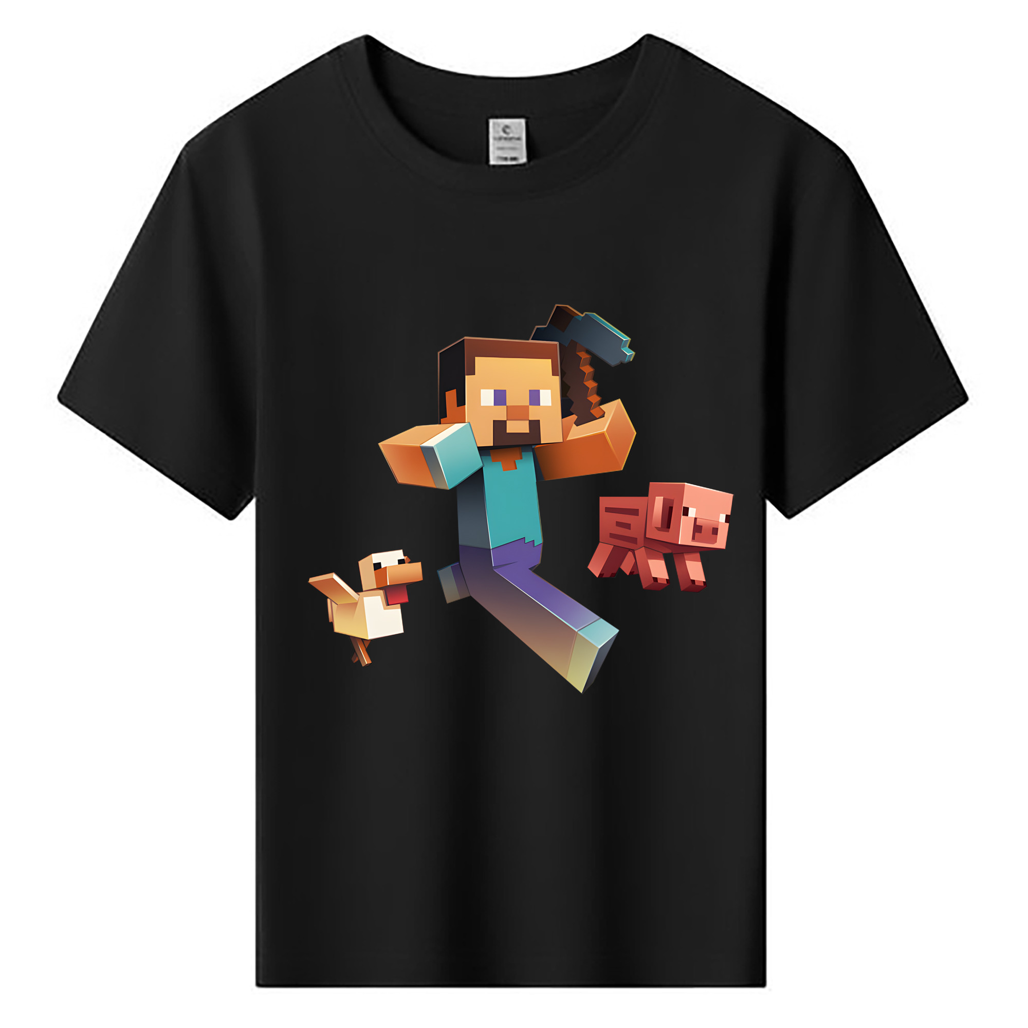 （画像用） マインクラフト ブロックの世界 Minecraft MC Block world 綿100％キッズTシャツ（フロントプリント）