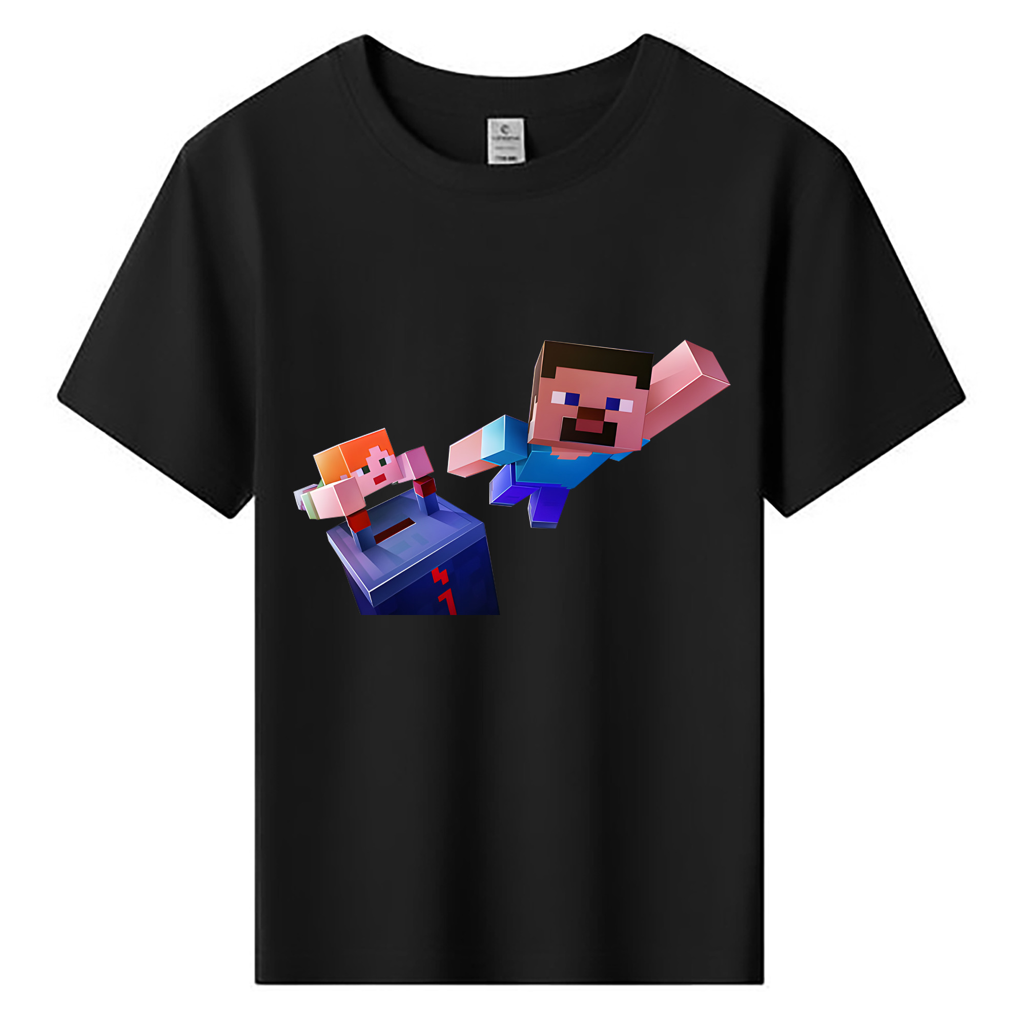 （画像用） マインクラフト ブロックの世界 Minecraft MC Block world 綿100％キッズTシャツ（フロントプリント）