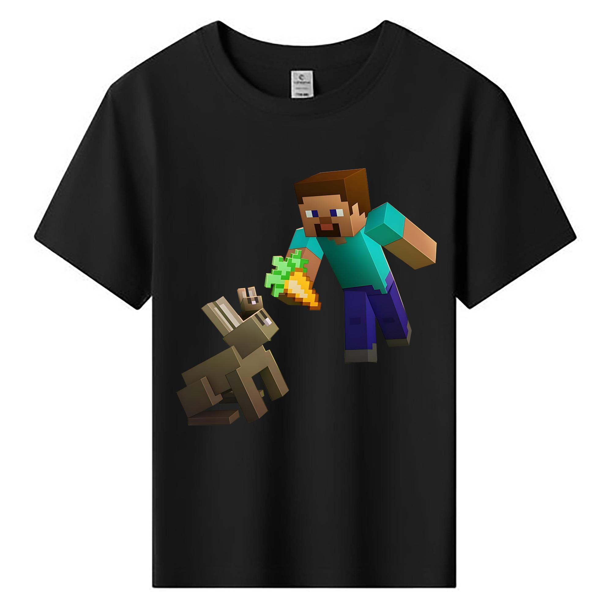 （画像用） マインクラフト ブロックの世界 Minecraft MC Block world 綿100％キッズTシャツ（フロントプリント）