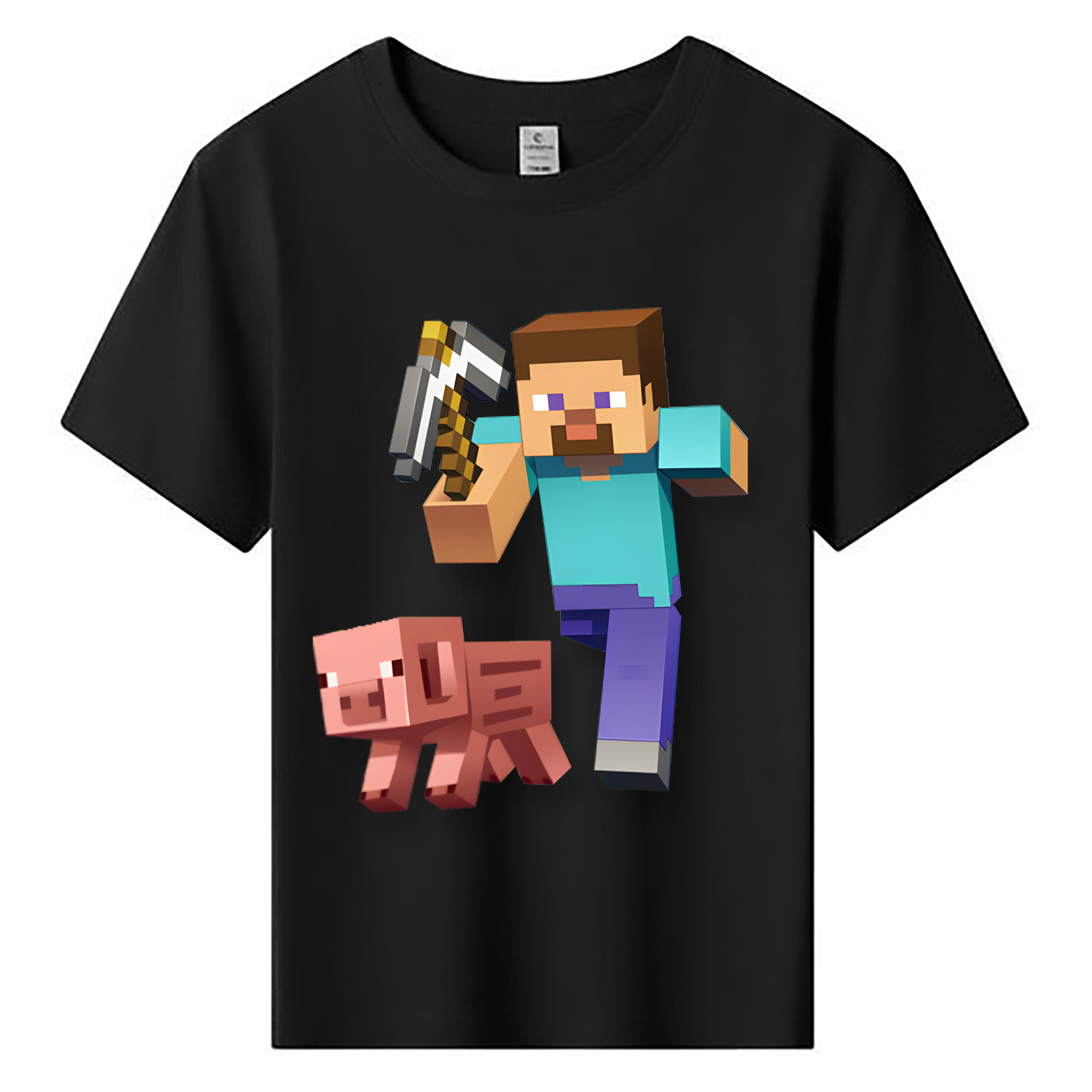 （画像用） マインクラフト ブロックの世界 Minecraft MC Block world 綿100％キッズTシャツ（フロントプリント）