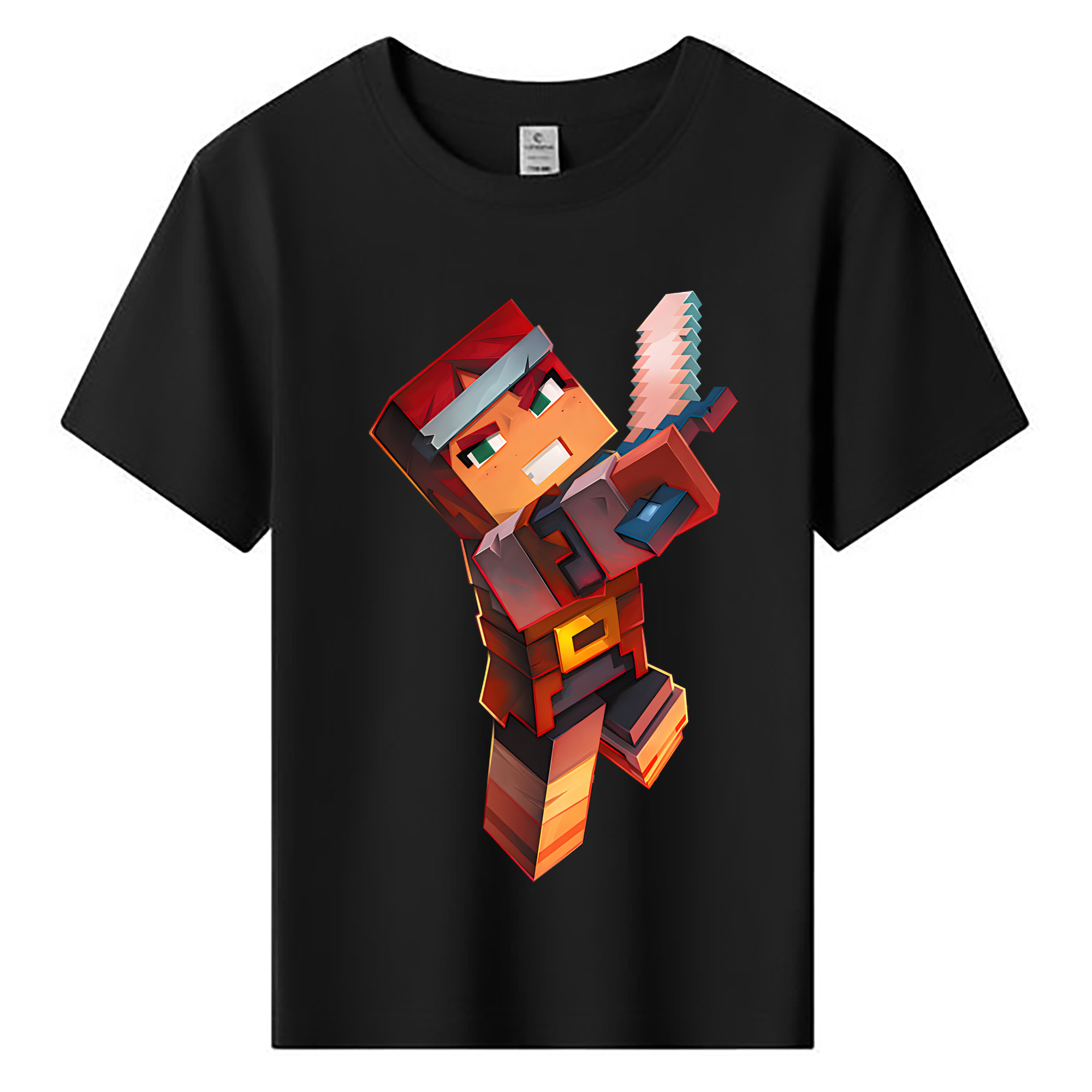 （画像用） マインクラフト ブロックの世界 Minecraft MC Block world 綿100％キッズTシャツ（フロントプリント）